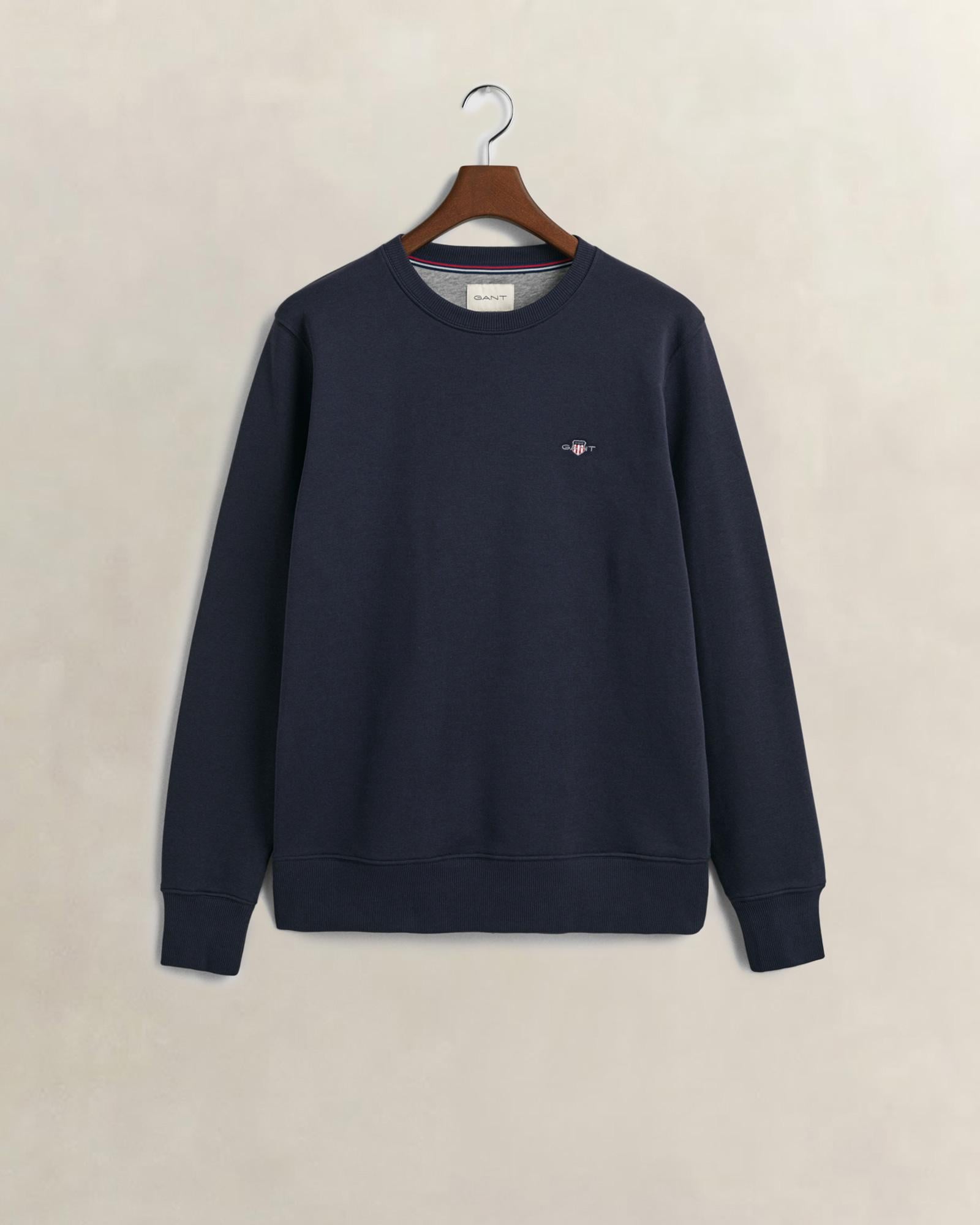 Gant Erkek Lacivert Regular Fit Bisiklet Yaka Sweatshirt