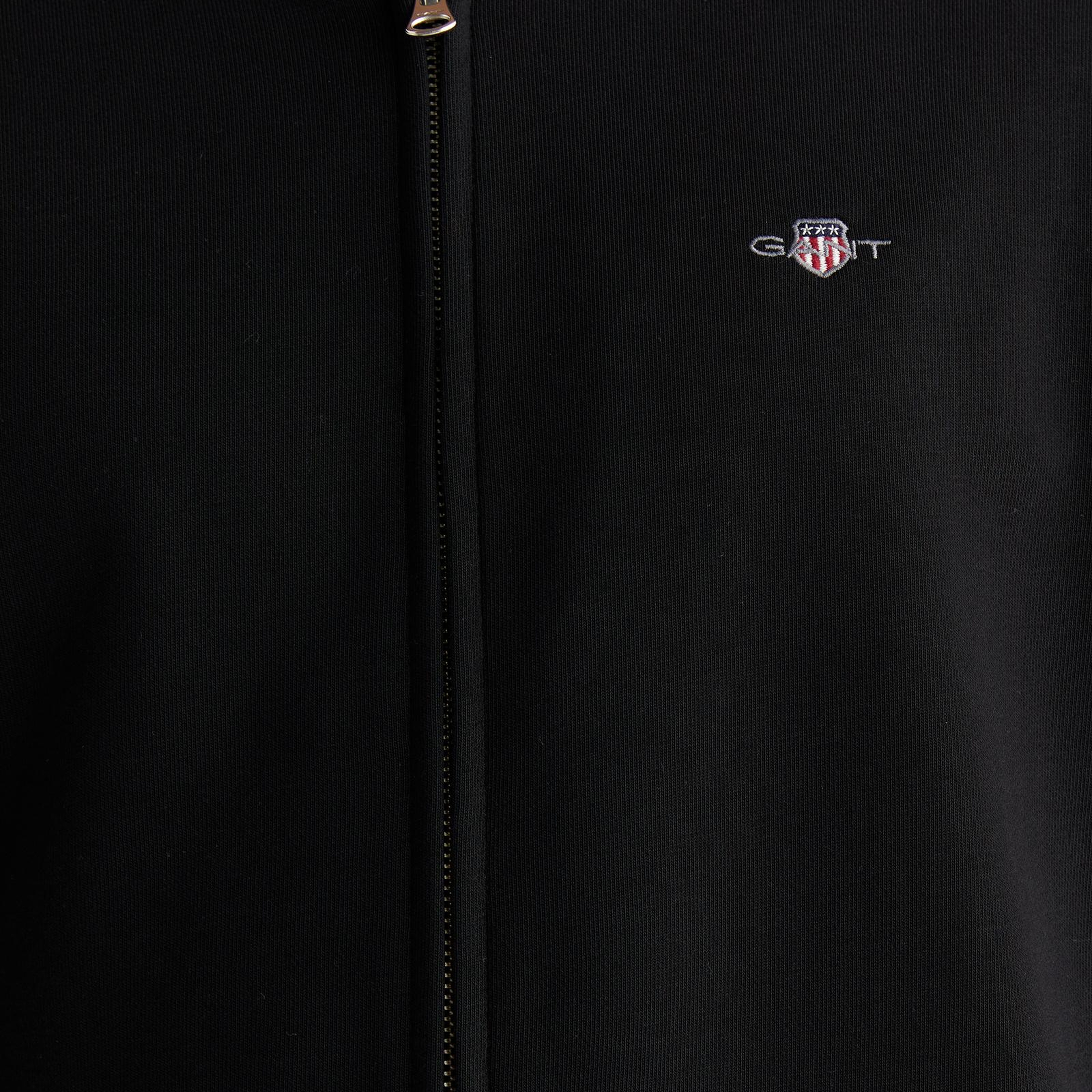 GANT Erkek Siyah Fermuarlı Logolu Sweatshirt