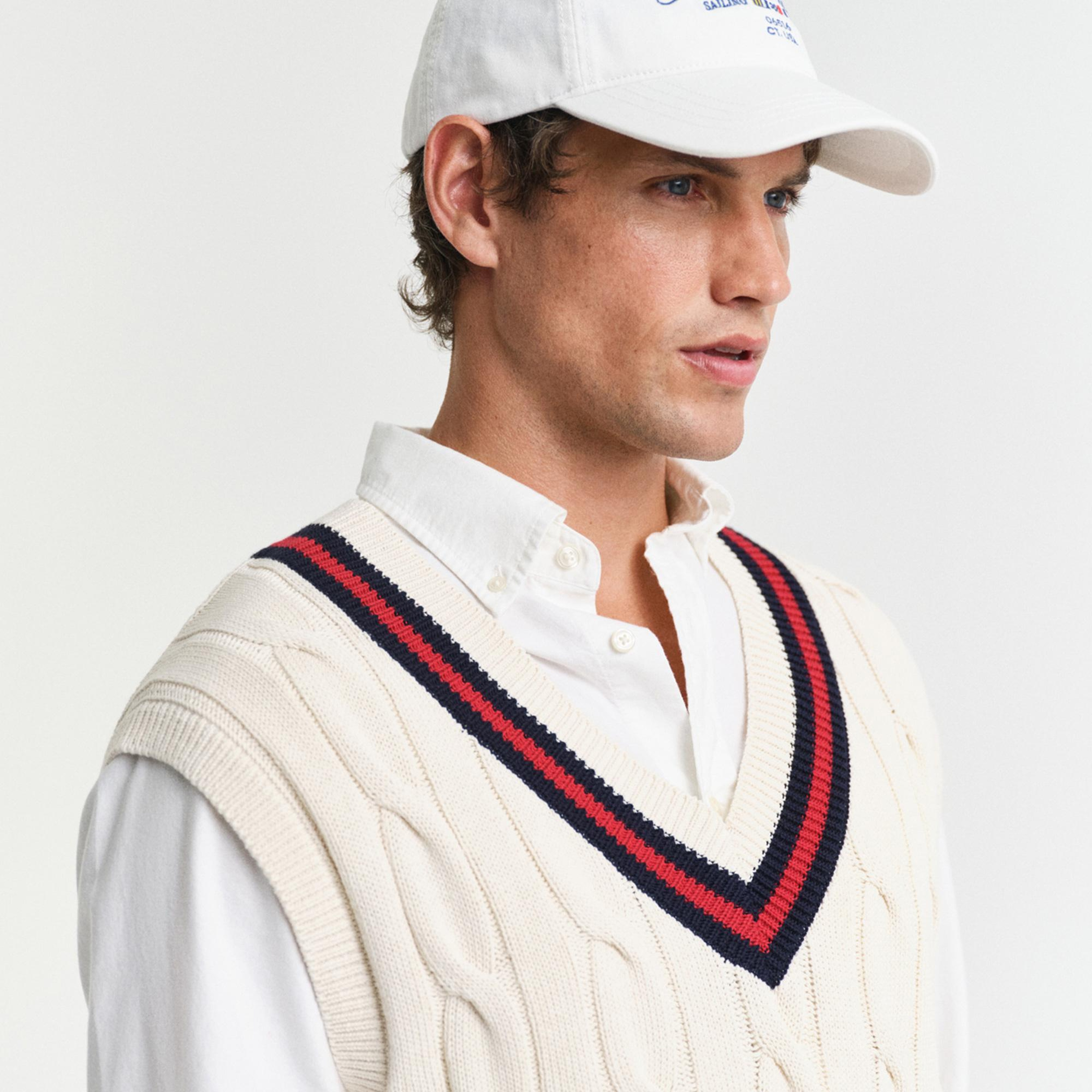 GANT Erkek Krem Relaxed Fit V Yaka Süveter