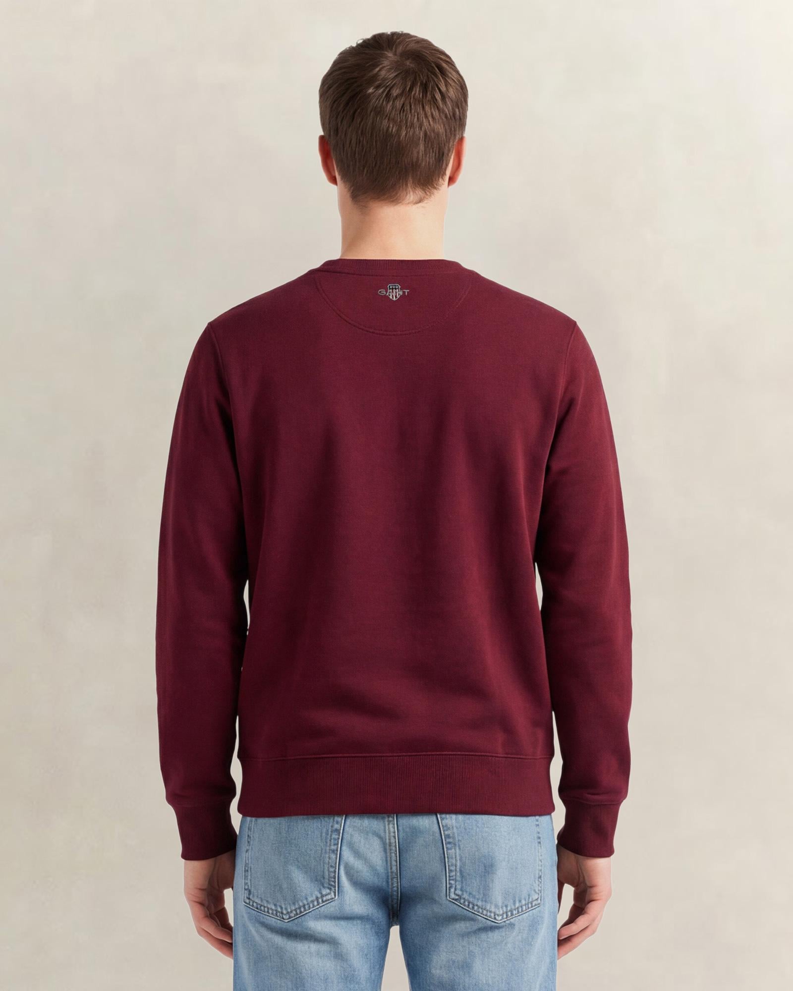 GANT Erkek Bordo Regular Fit Bisiklet Yaka Sweatshirt