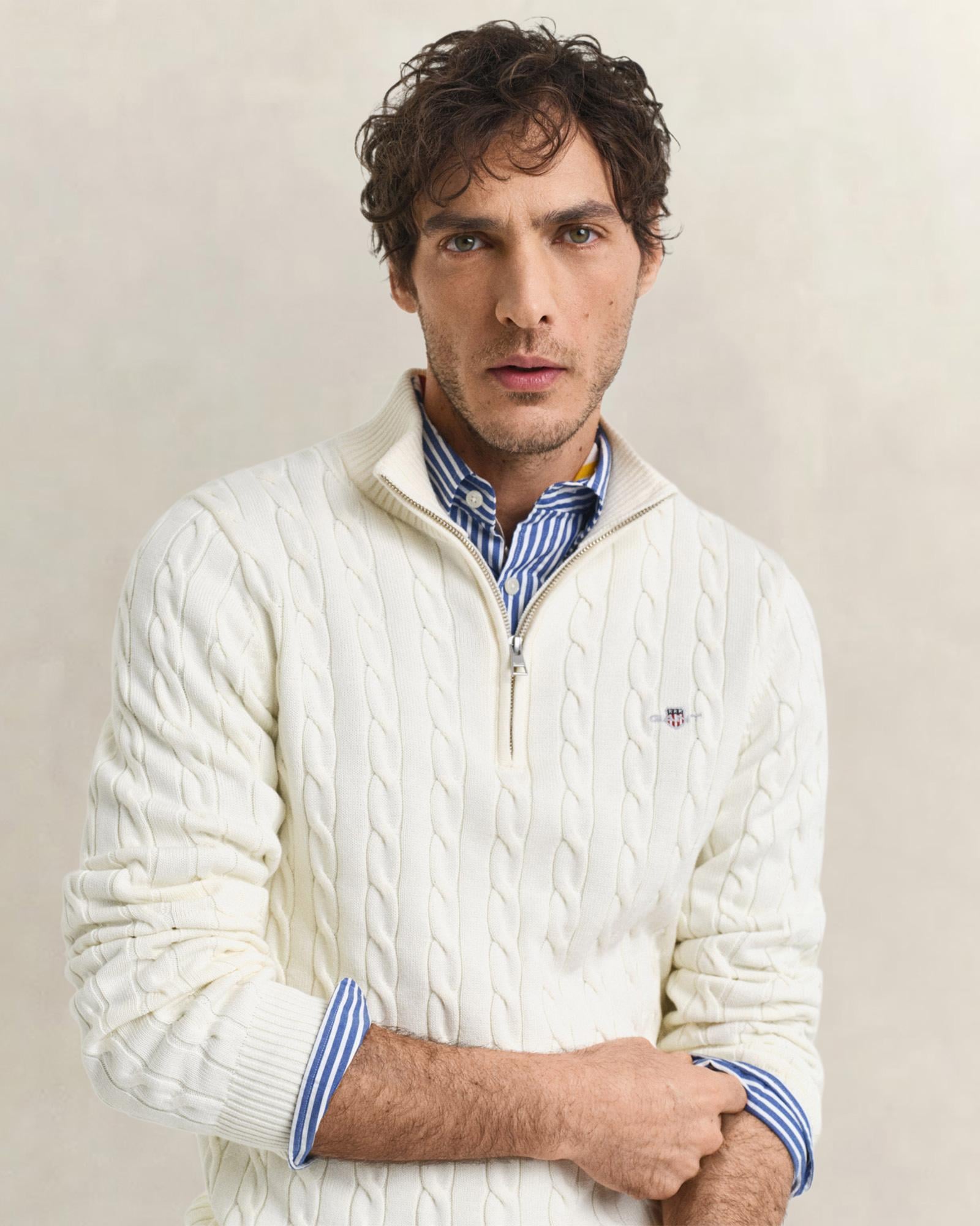 GANT Erkek Krem Regular Fit Örgü Kazak
