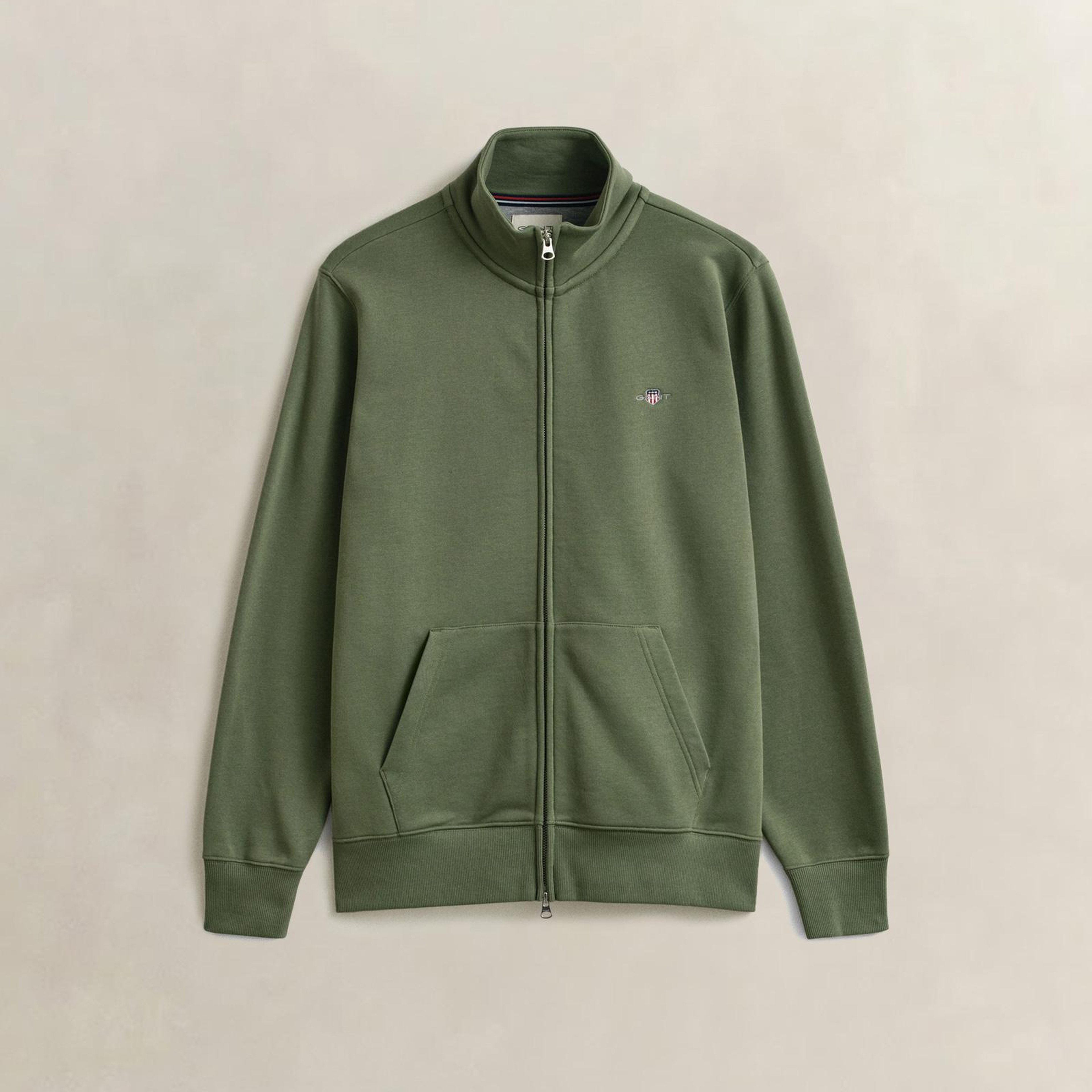 GANT Erkek Yeşil Fermuarlı Logolu Sweatshirt