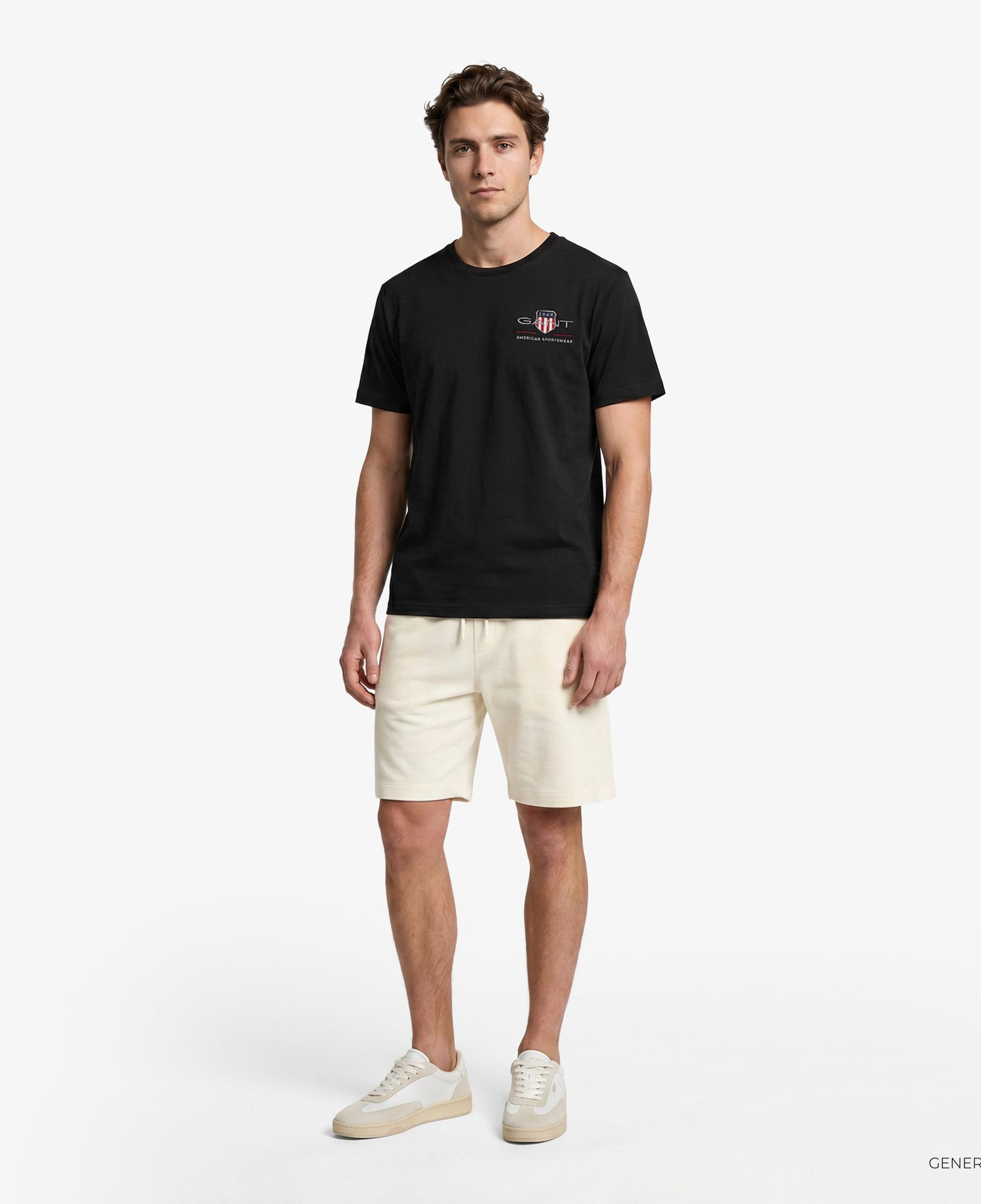 GANT Erkek Siyah Regular Fit Bisiklet Yaka Logolu T-shirt