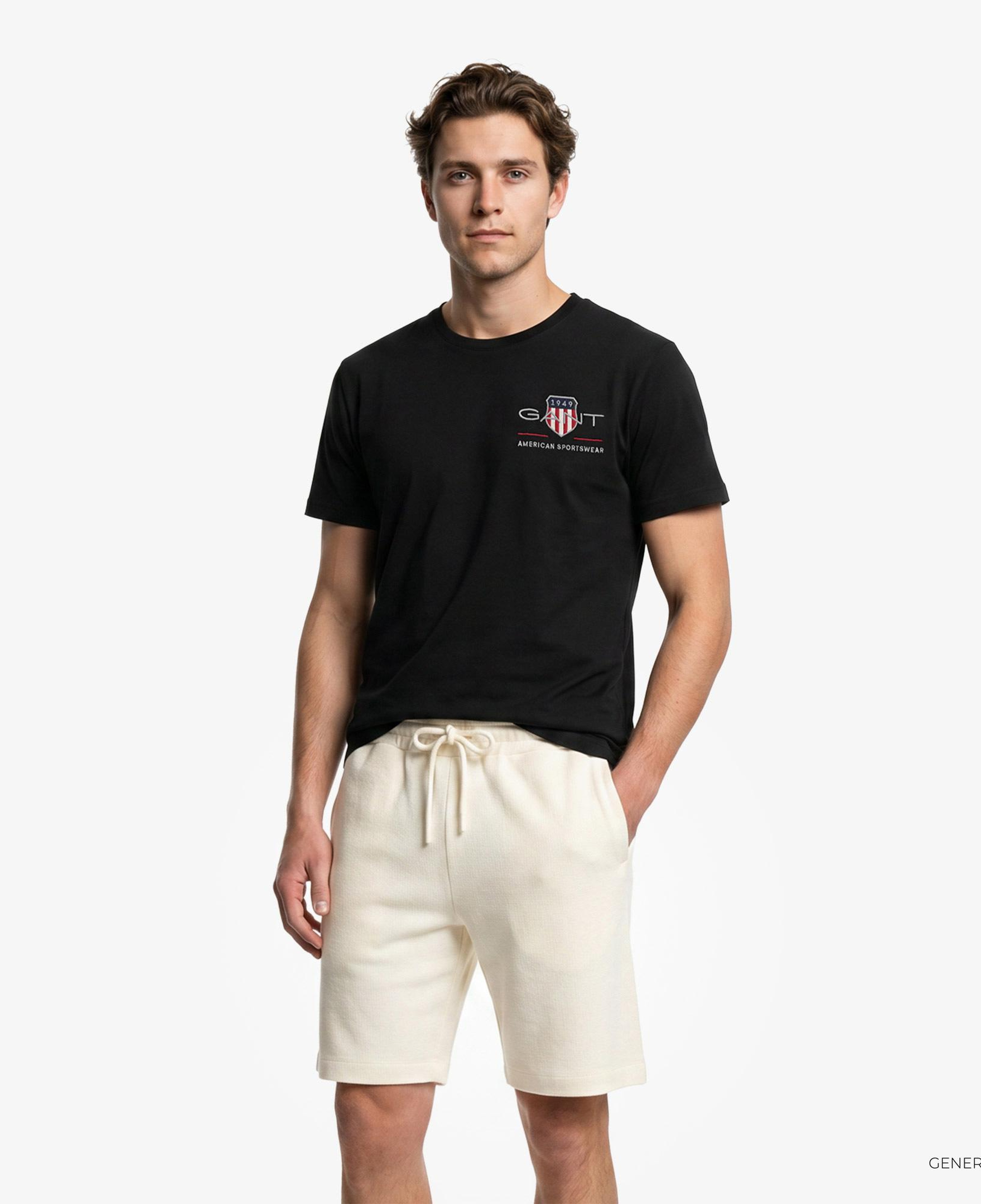 GANT Erkek Siyah Regular Fit Bisiklet Yaka Logolu T-shirt