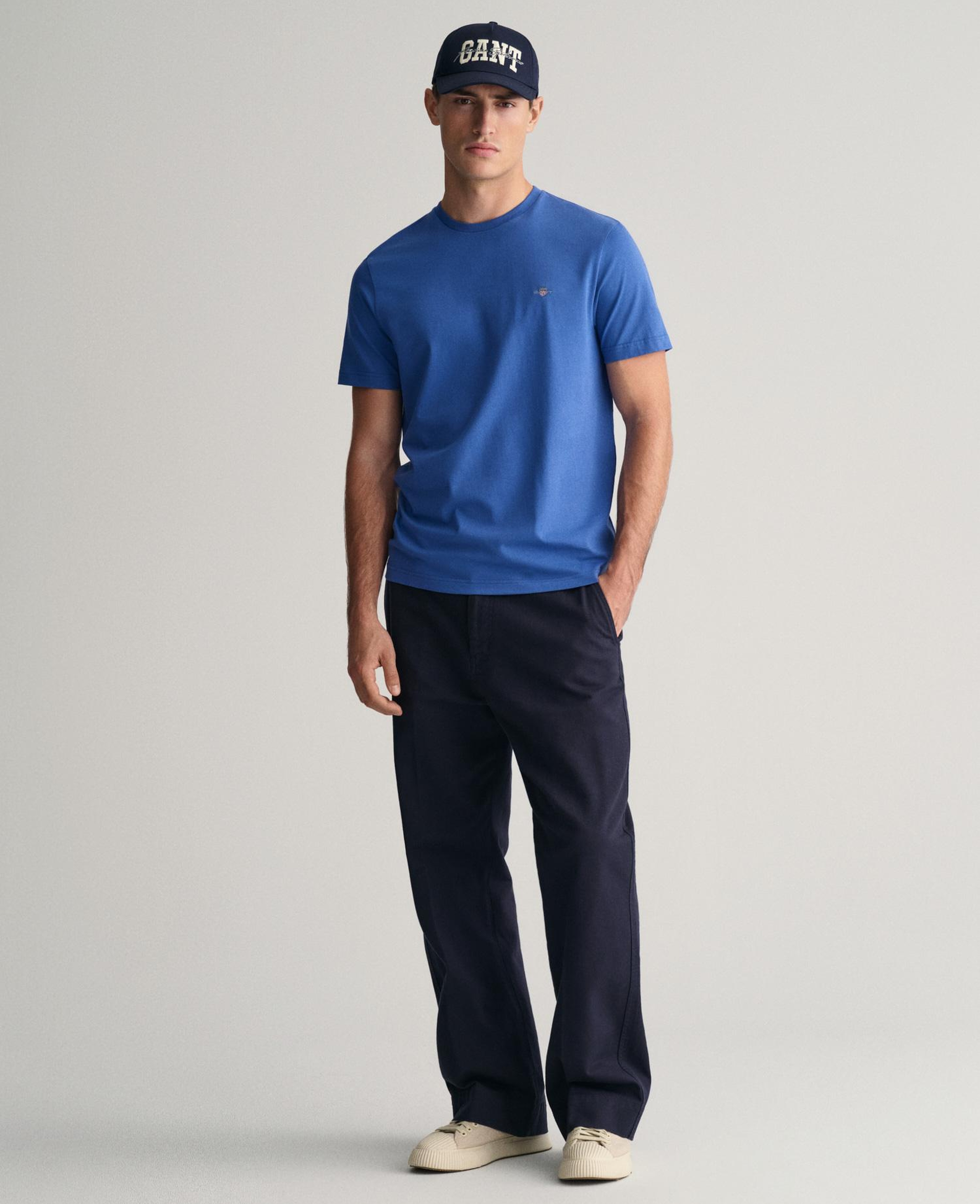 GANT Erkek Mavi Regular Fit Bisiklet Yaka T-Shirt