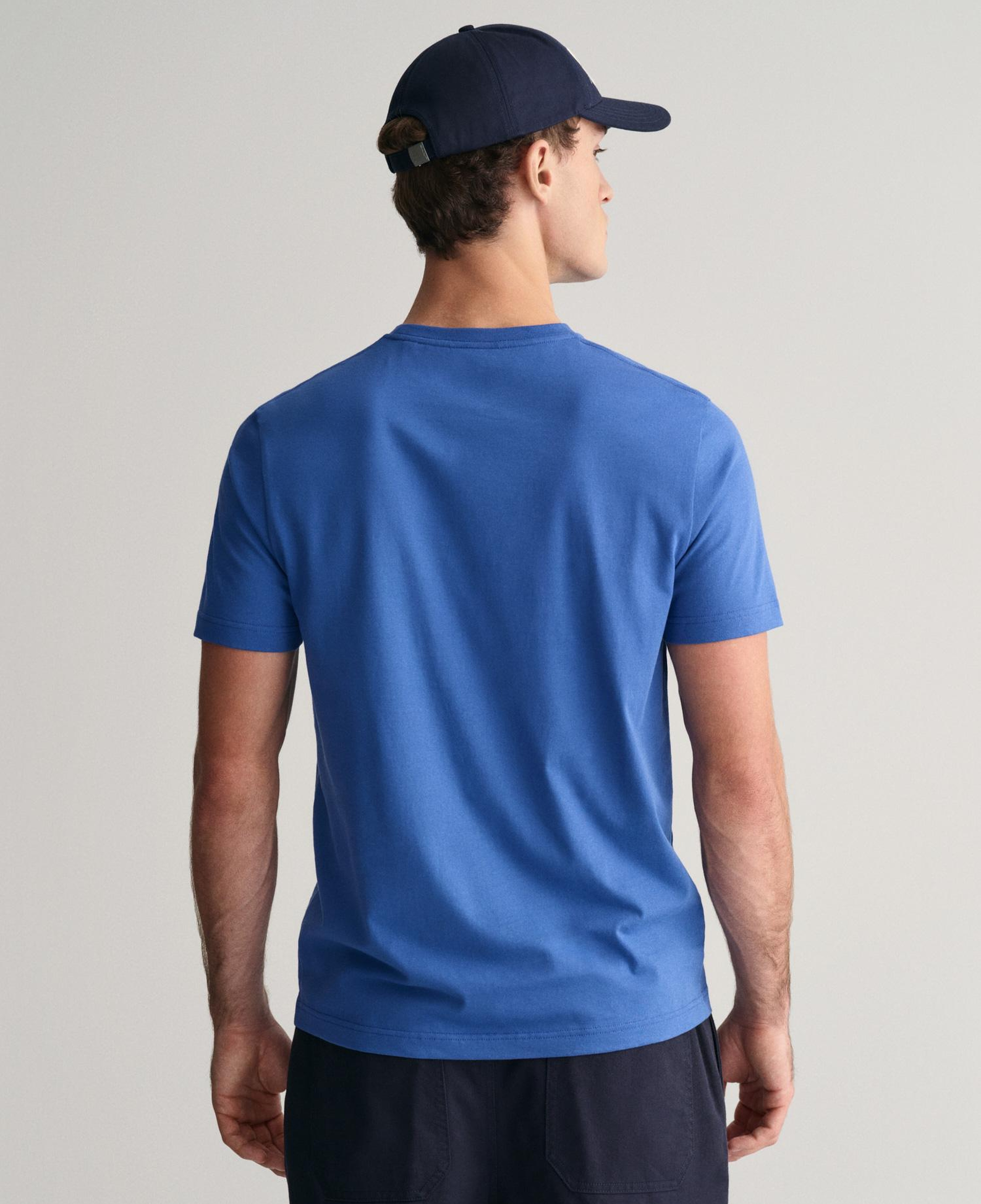 GANT Erkek Mavi Regular Fit Bisiklet Yaka T-Shirt