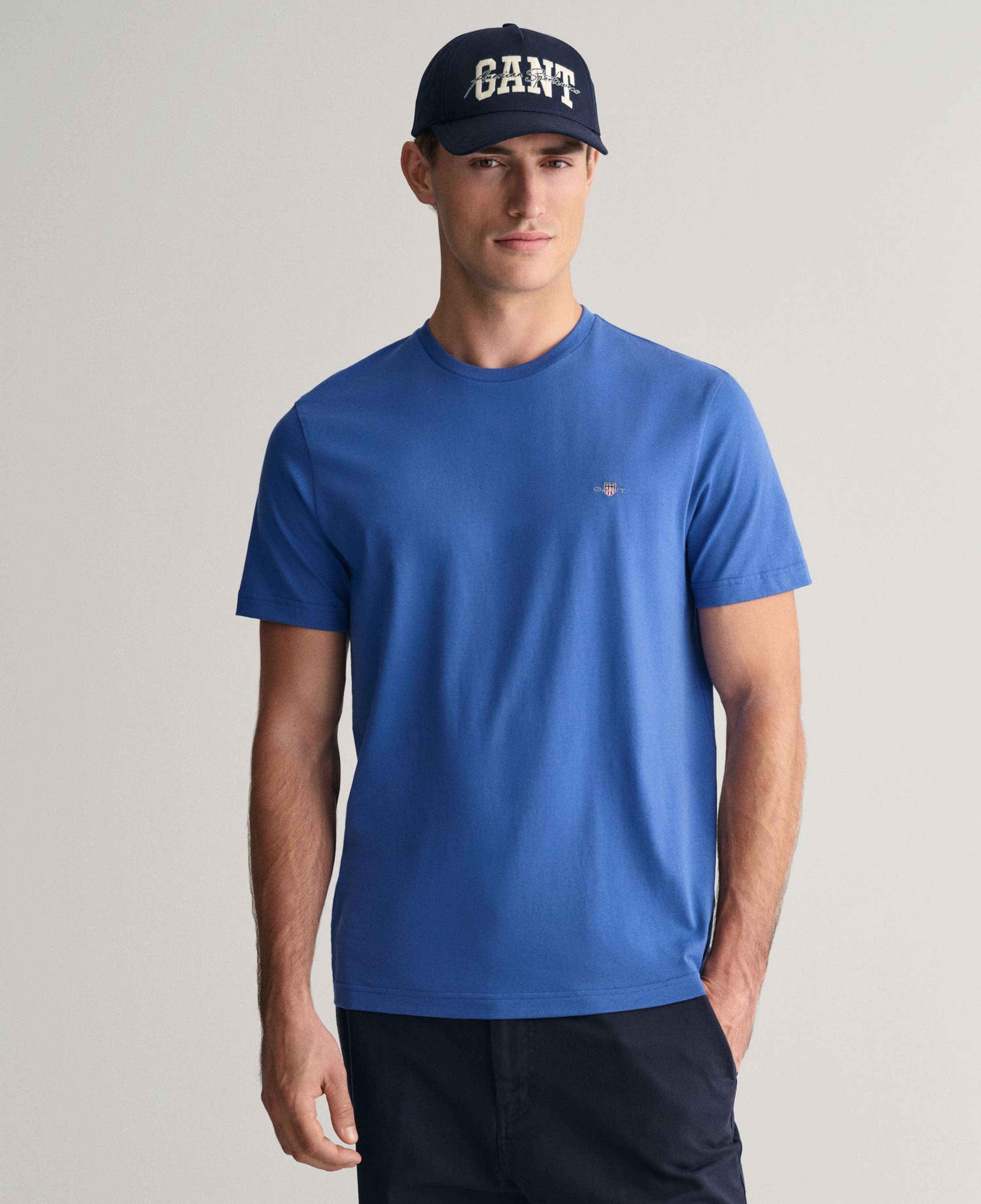 GANT Erkek Mavi Regular Fit Bisiklet Yaka T-Shirt