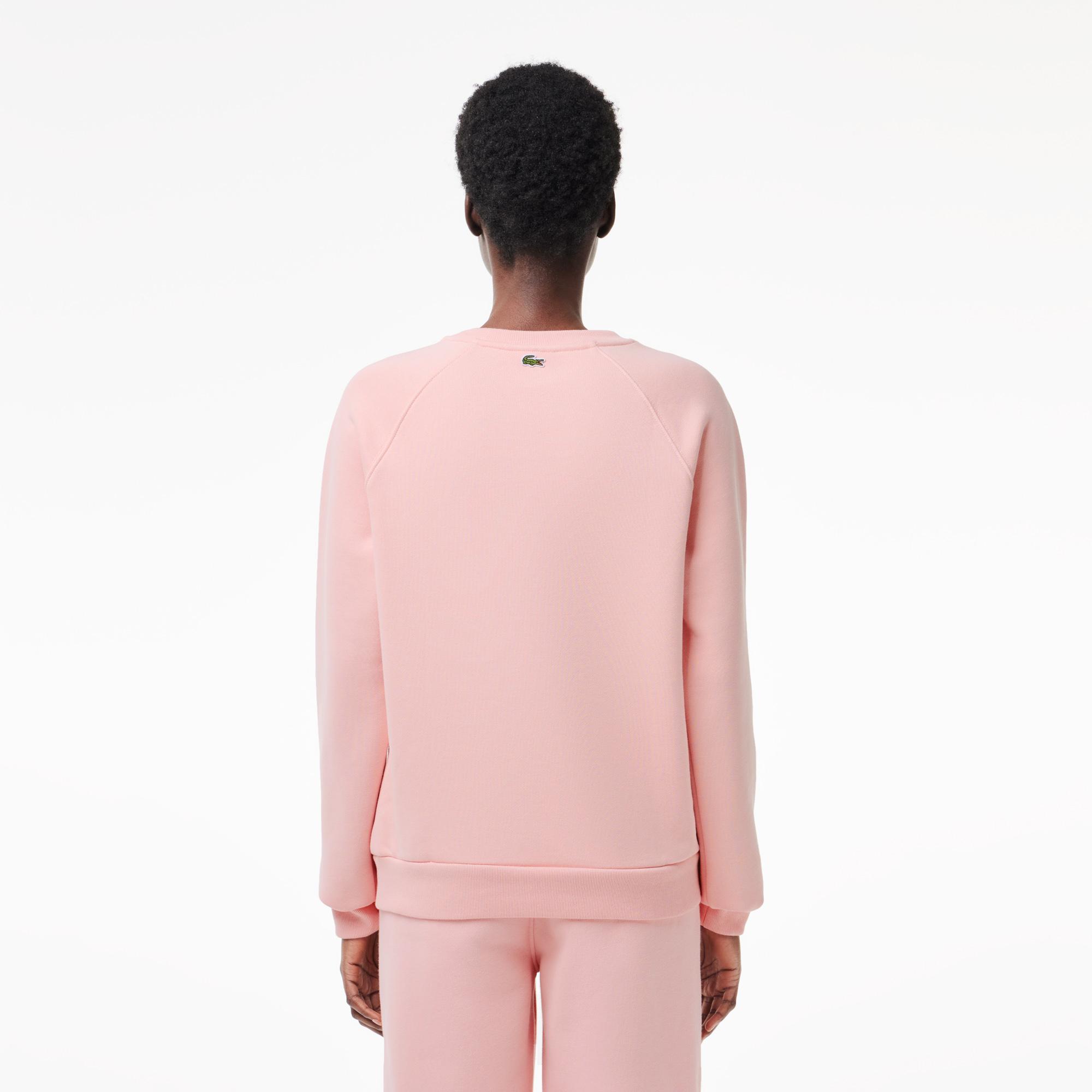 Kadın Bisiklet Yaka Baskılı Pembe Sweatshirt