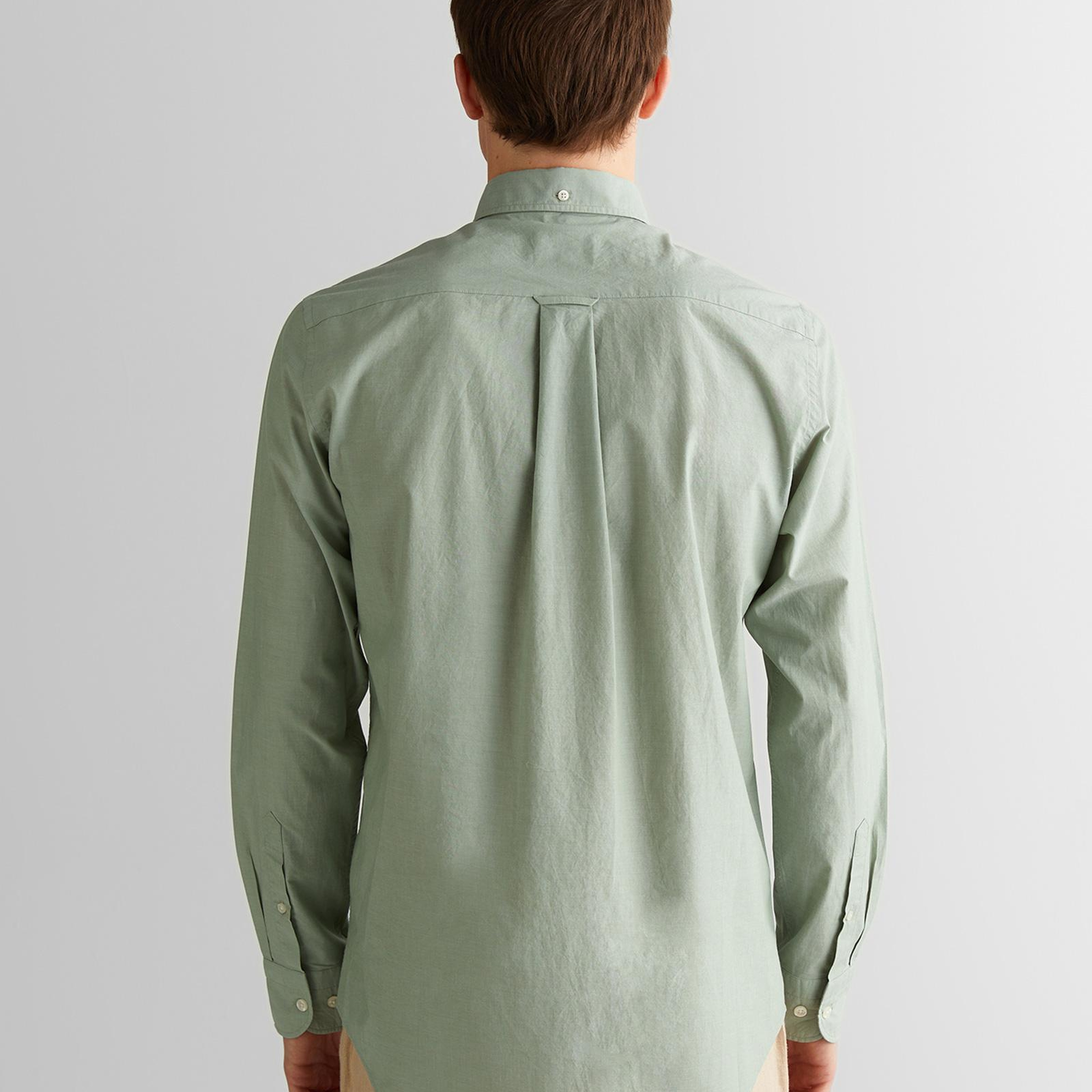 GANT Erkek Yeşil Regular Fit Düğmeli Yaka Poplin Gömlek