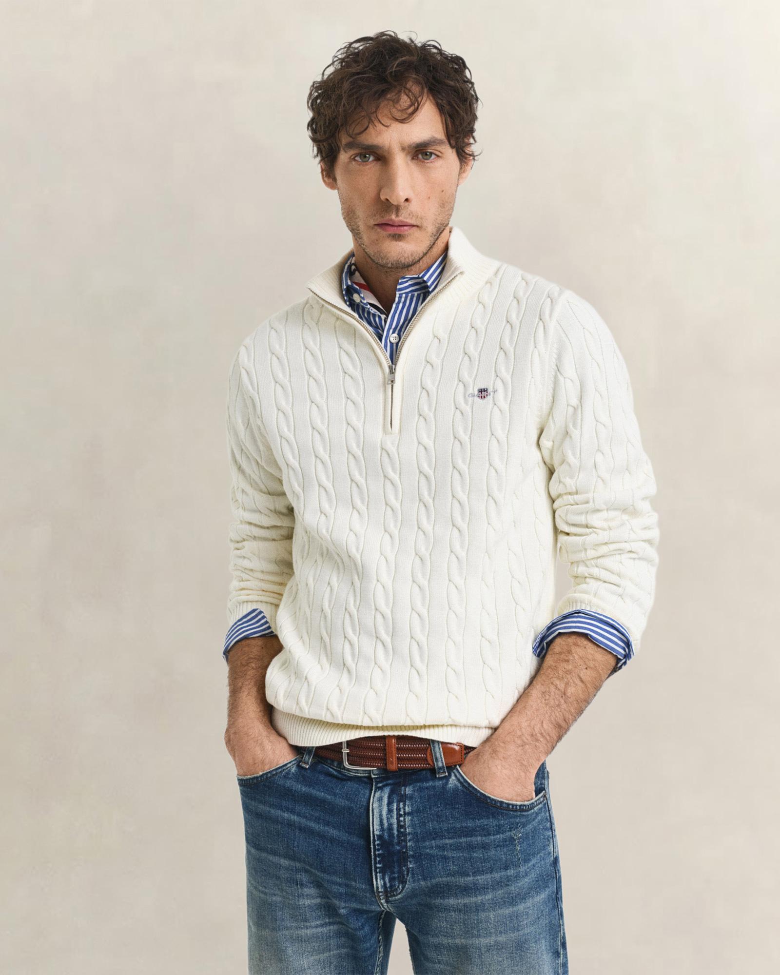 GANT Erkek Krem Regular Fit Örgü Kazak