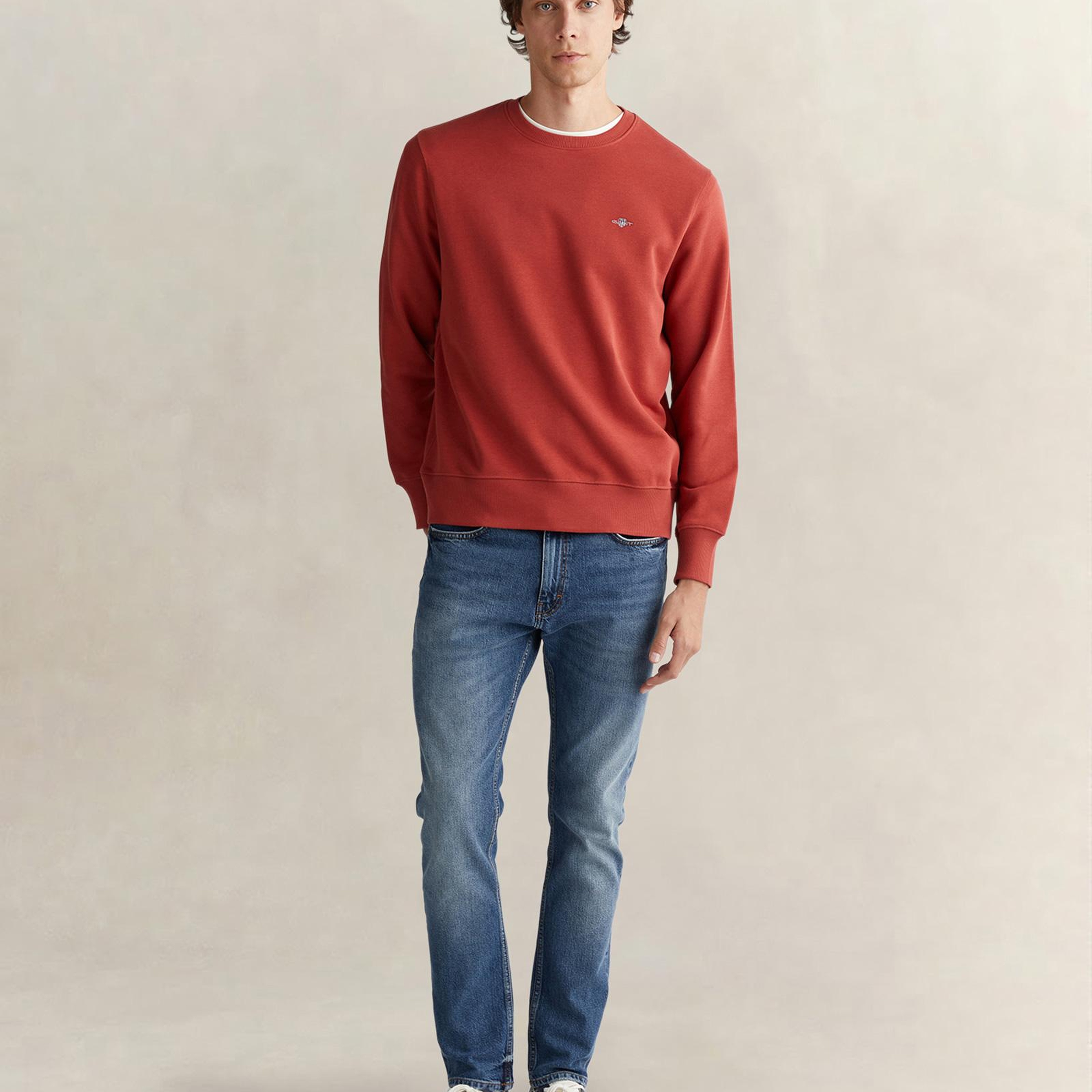GANT Erkek Kırmızı Regular Fit Bisiklet Yaka Sweatshirt