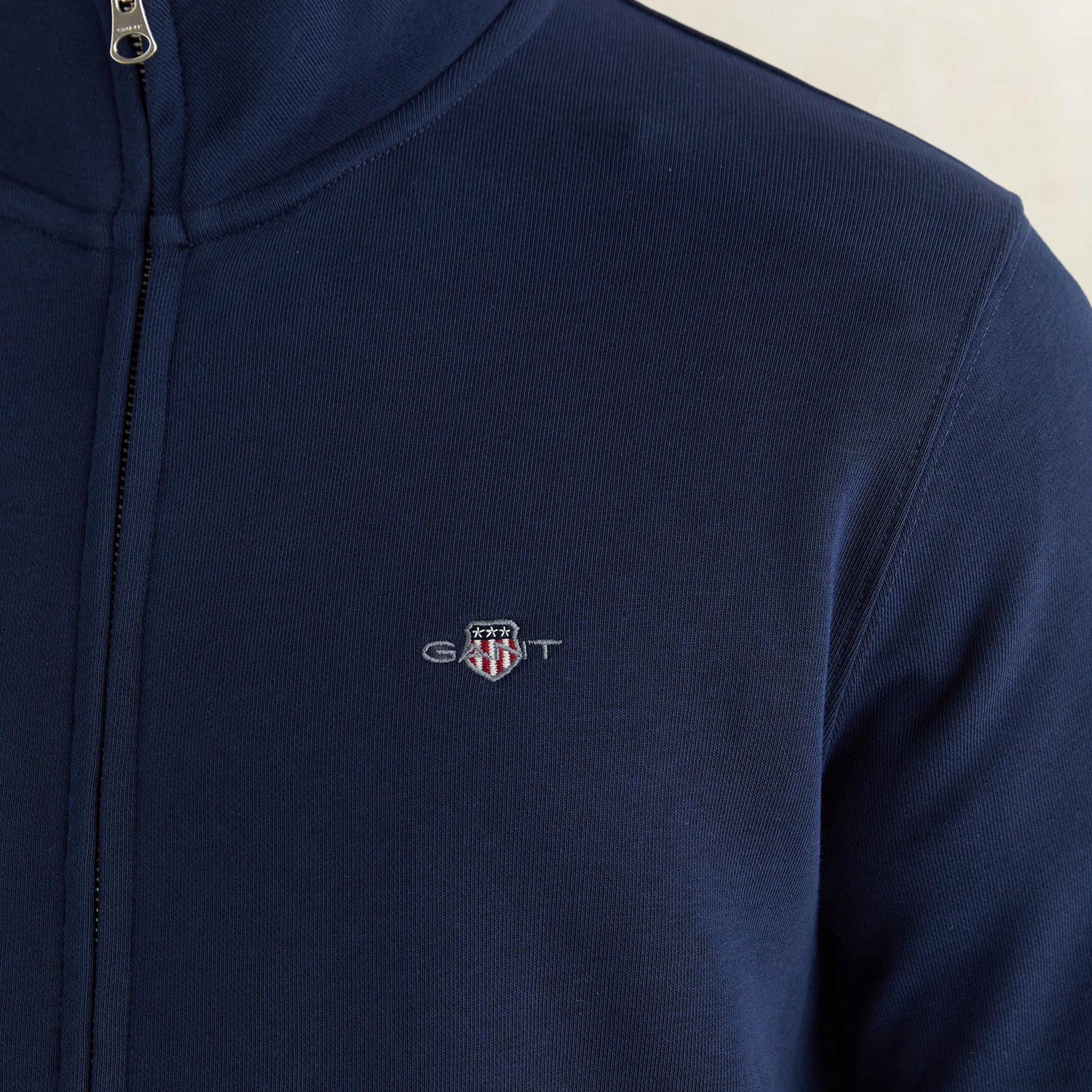 GANT Erkek Lacivert Fermuarlı Logolu Sweatshirt