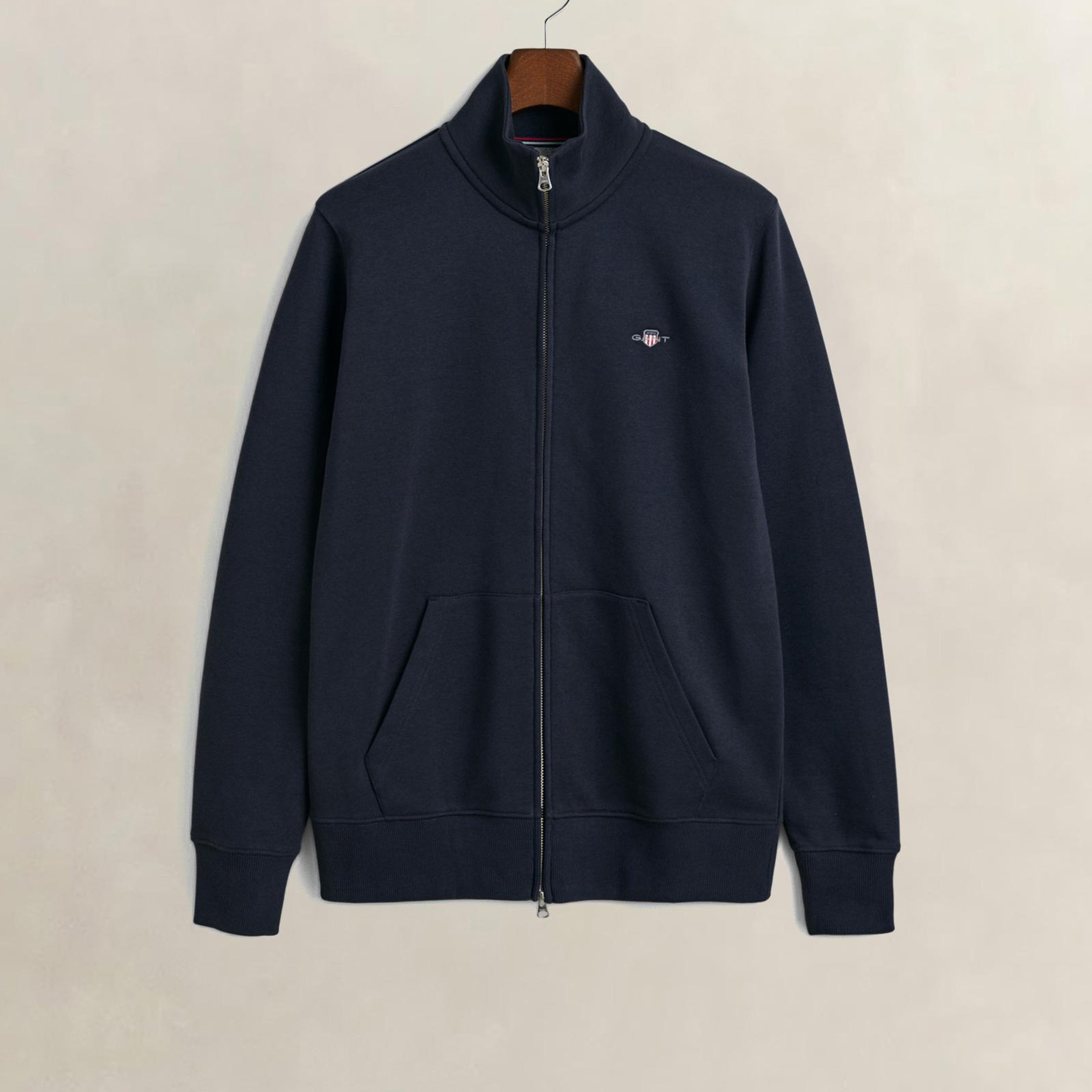 GANT Erkek Lacivert Fermuarlı Logolu Sweatshirt