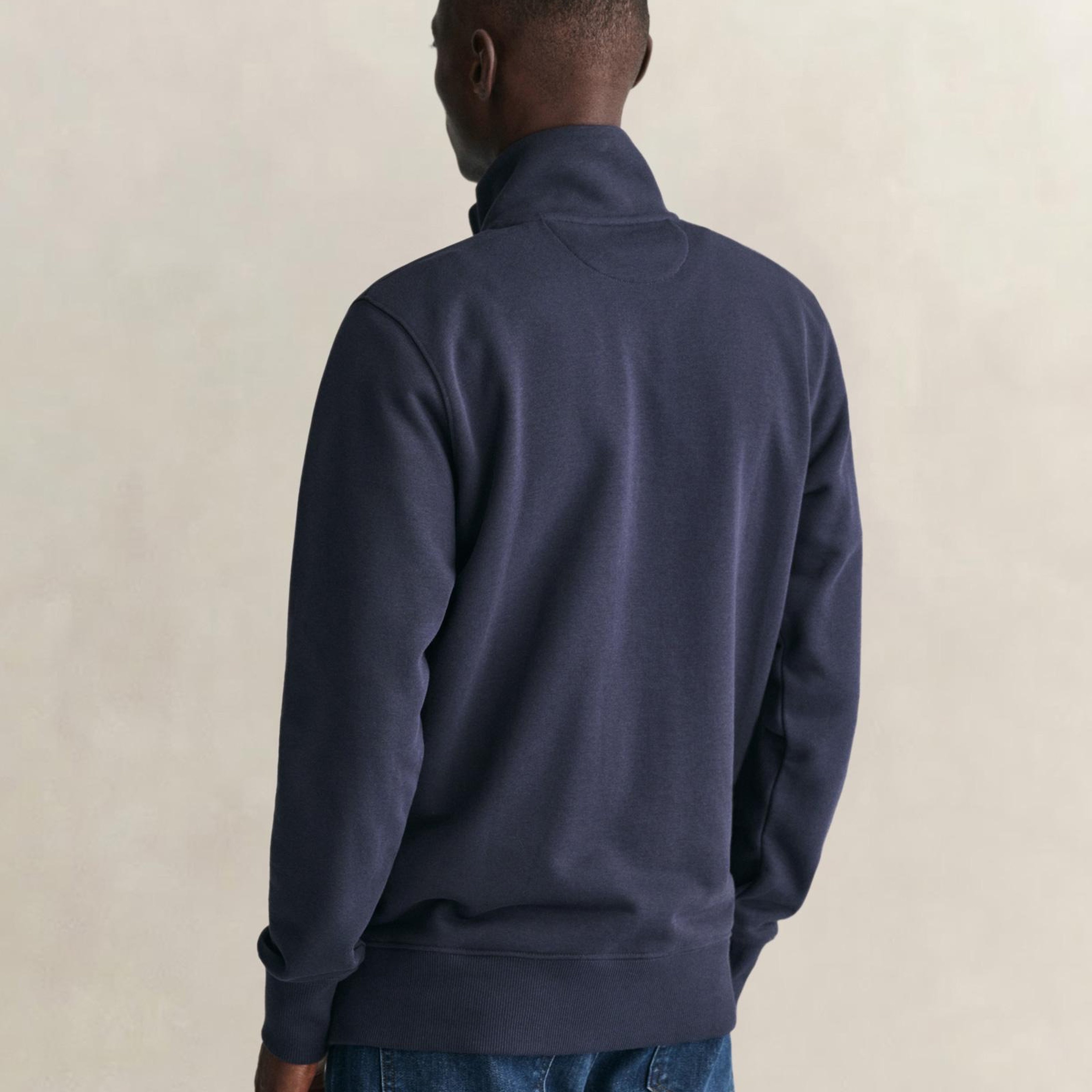 GANT Erkek Lacivert Fermuarlı Logolu Sweatshirt