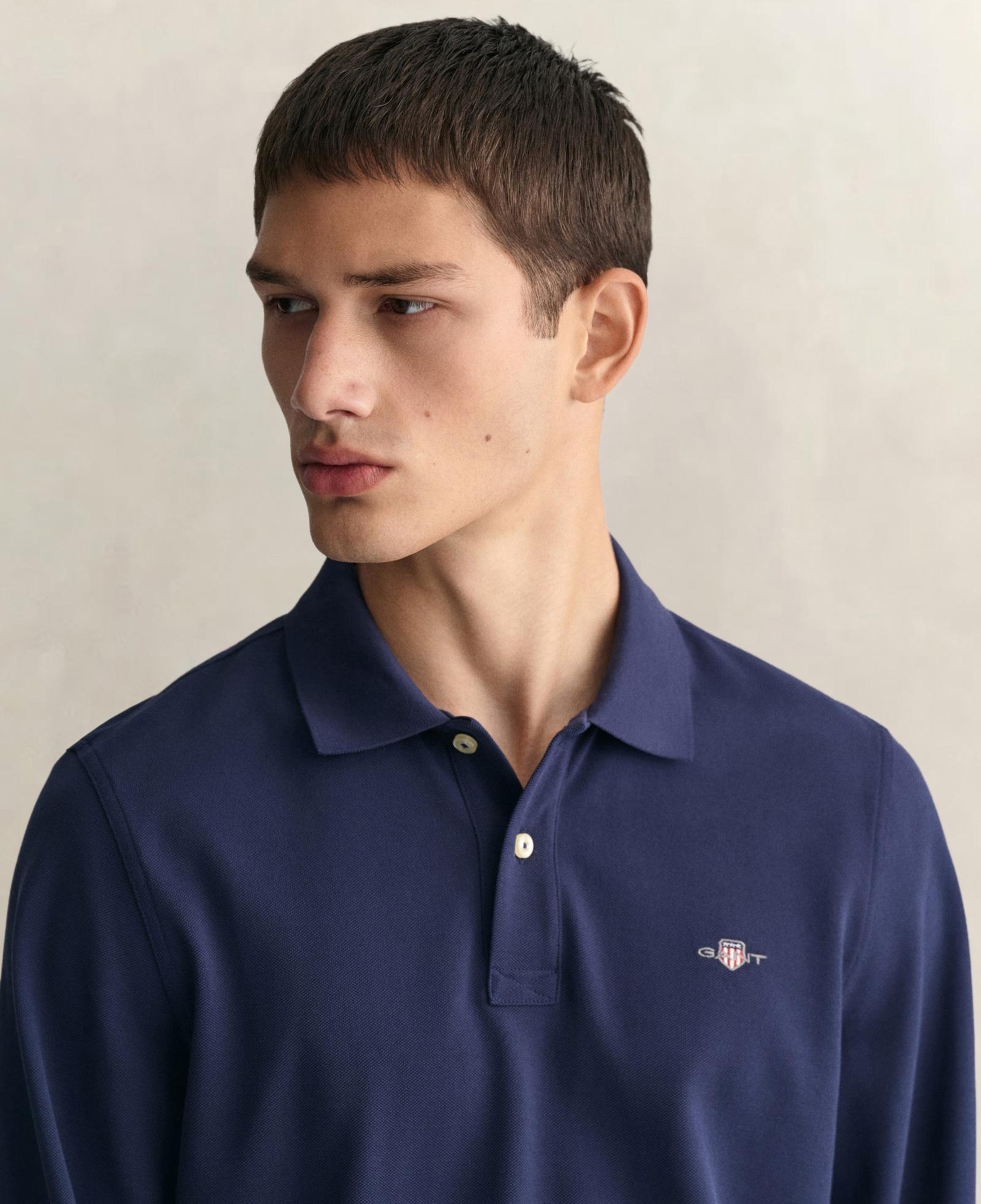 GANT Erkek Lacivert Regular Fit Uzun Kollu Polo