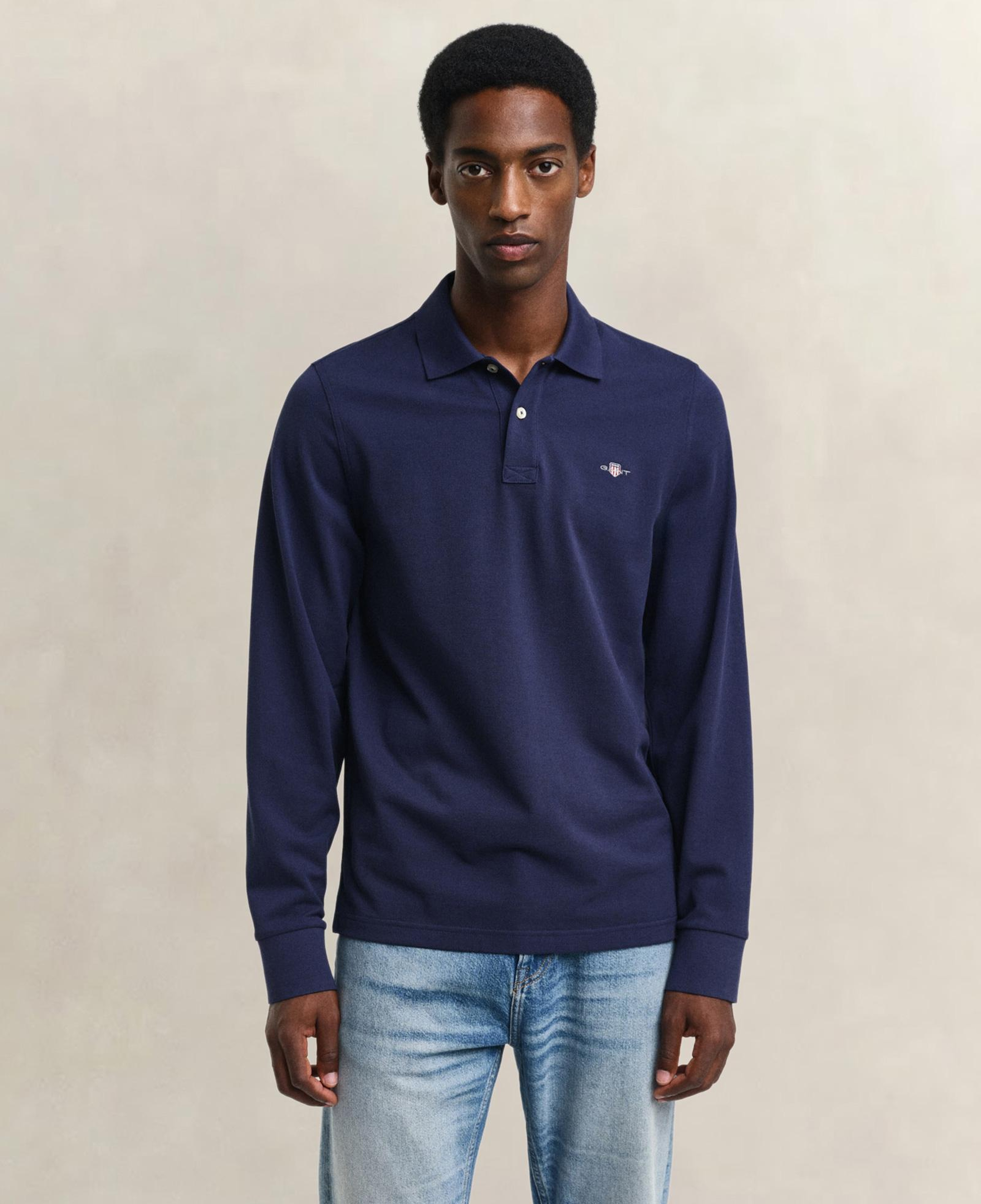 GANT Erkek Lacivert Regular Fit Uzun Kollu Polo