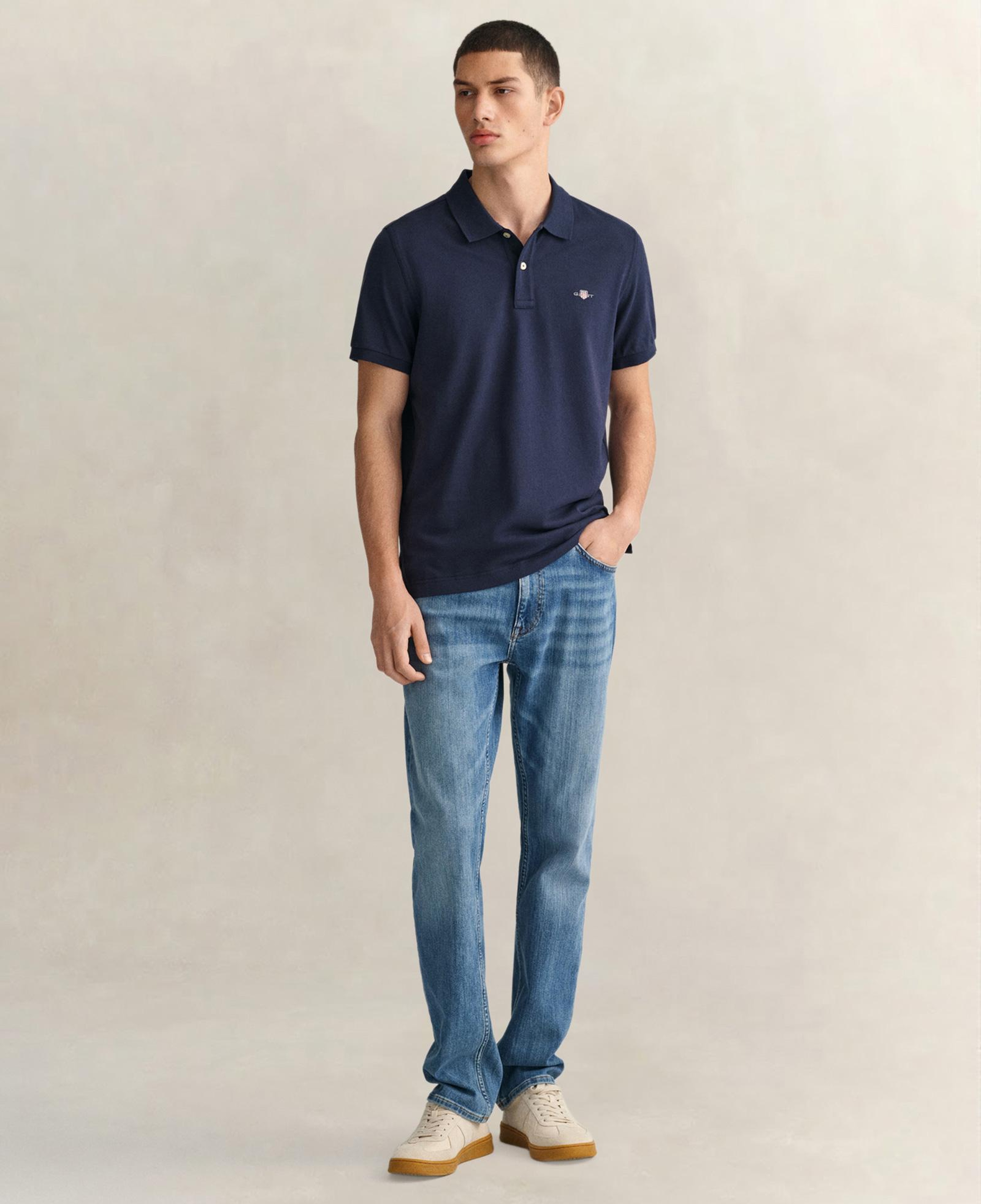 GANT Erkek Lacivert Regular Fit Logolu Polo Yaka T-Shirt