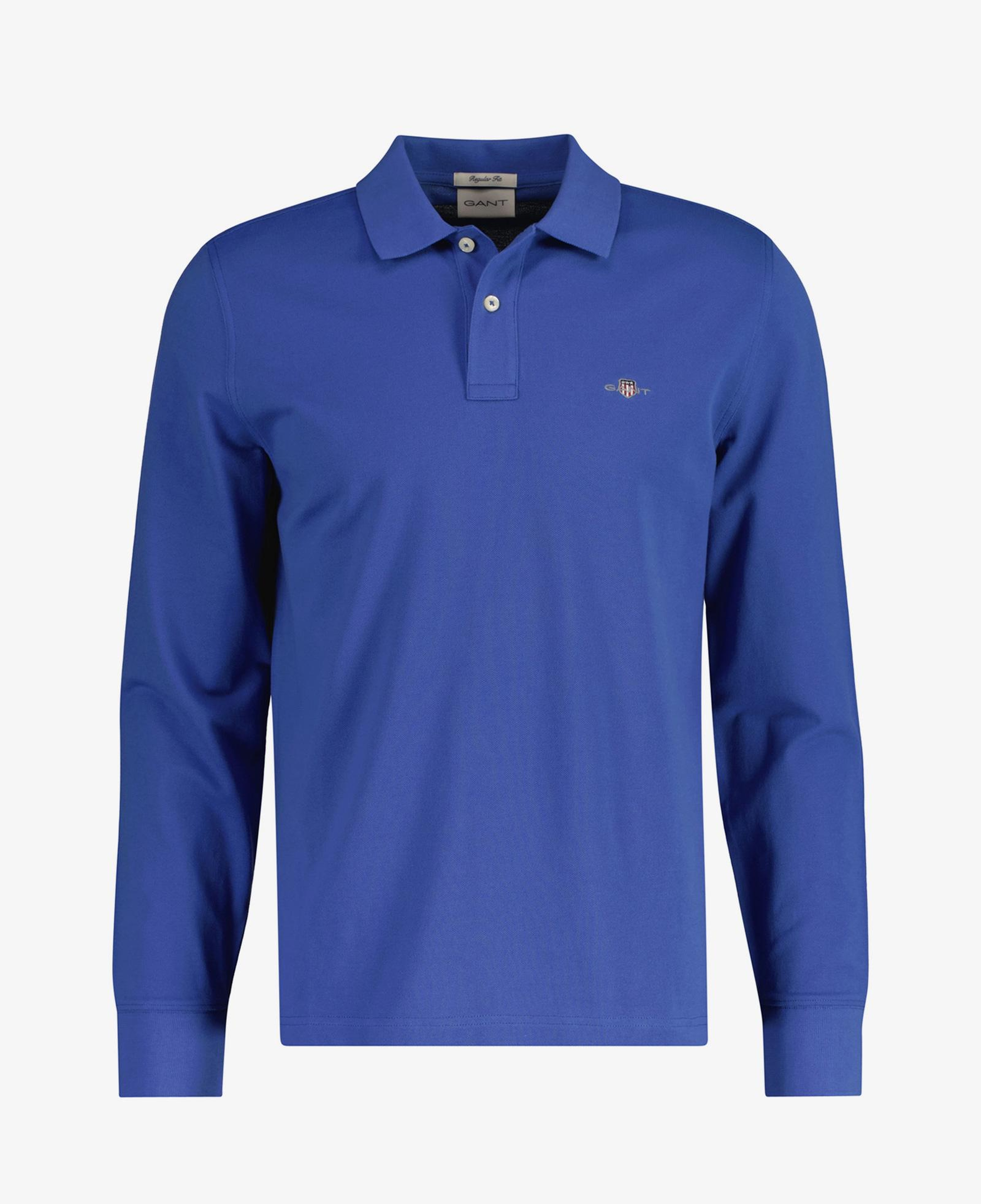 GANT Erkek Mavi Regular Fit Uzun Kollu Polo