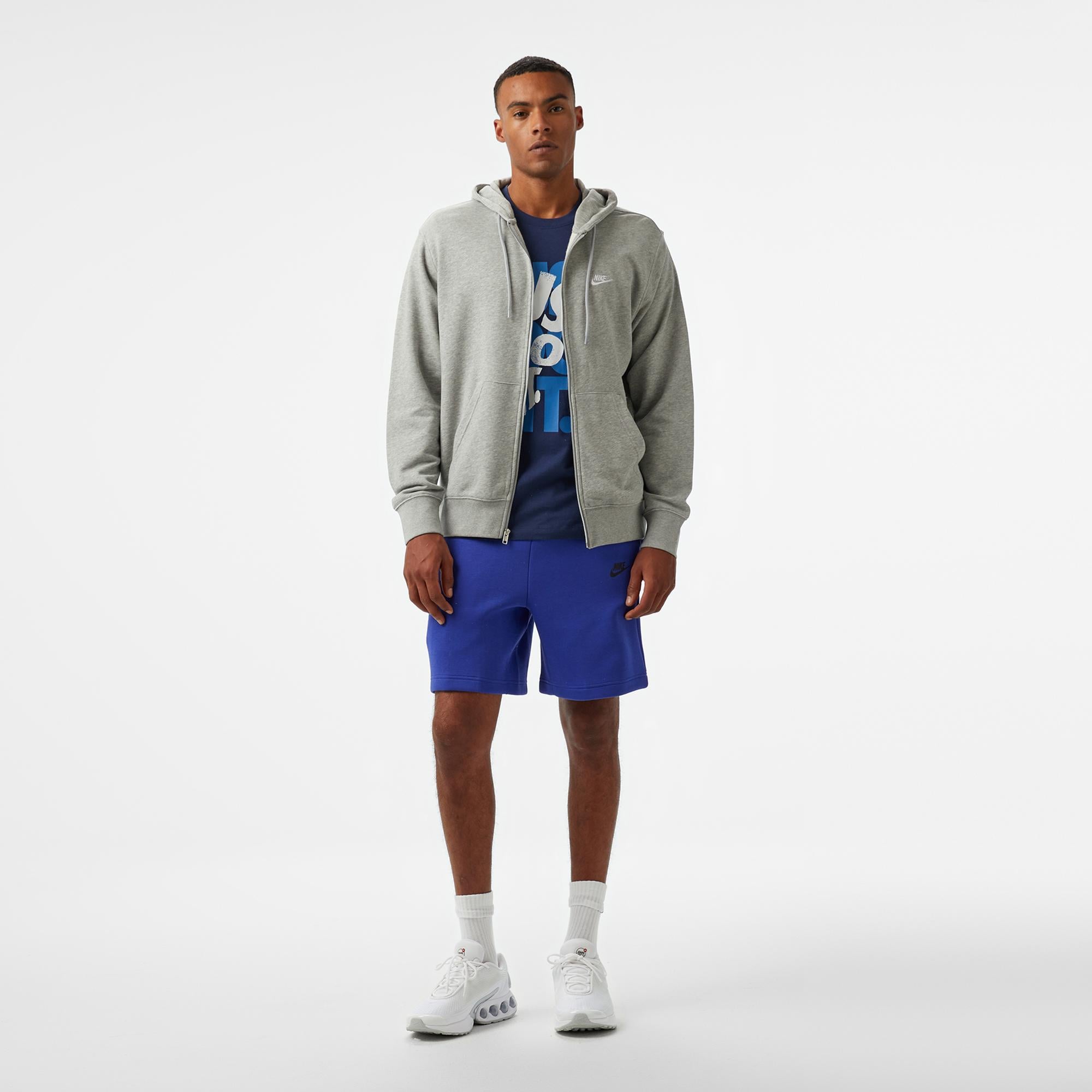Nike Club Fleece Erkek Gri Hoodie