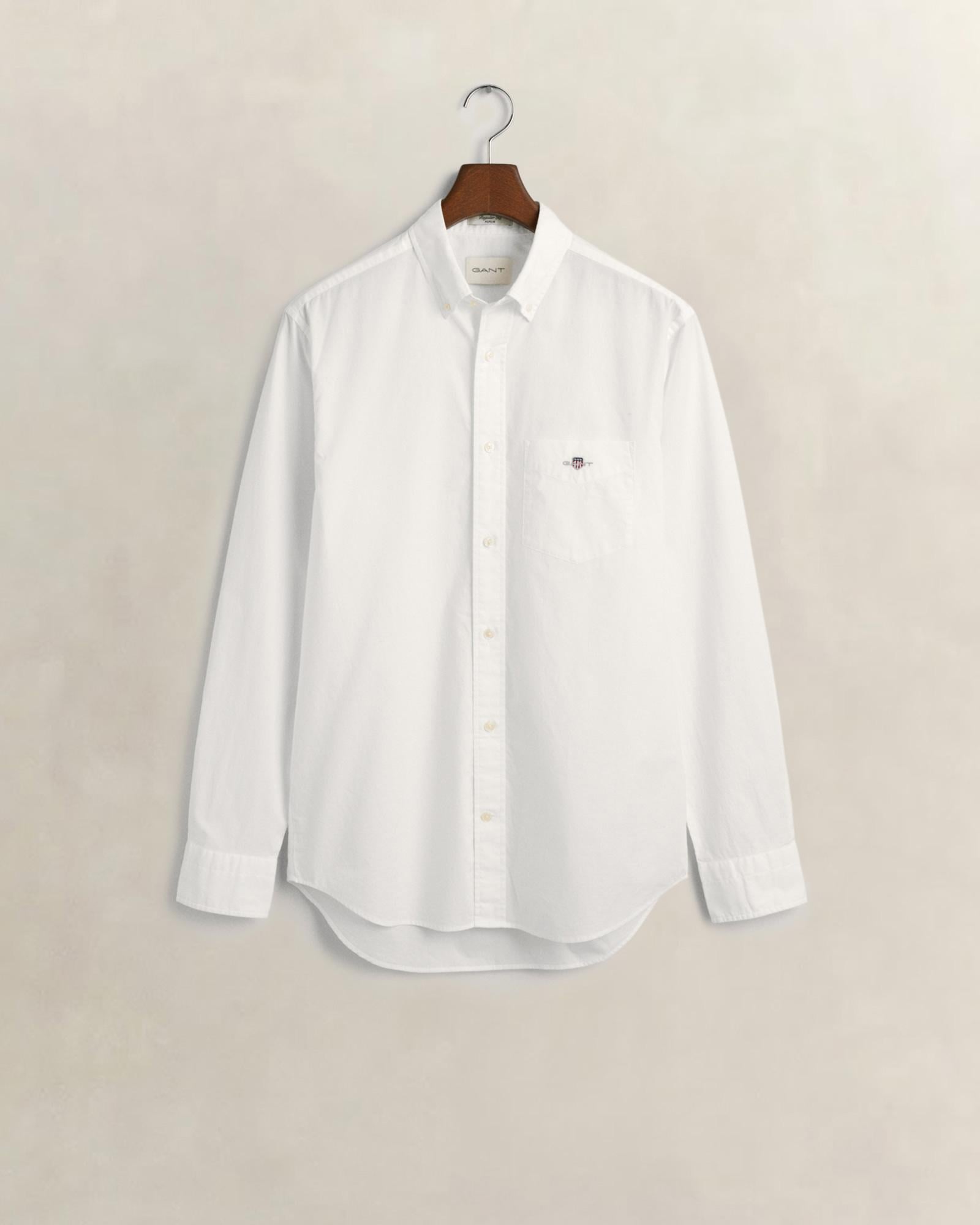 GANT Erkek Beyaz Regular Fit Logolu Gömlek
