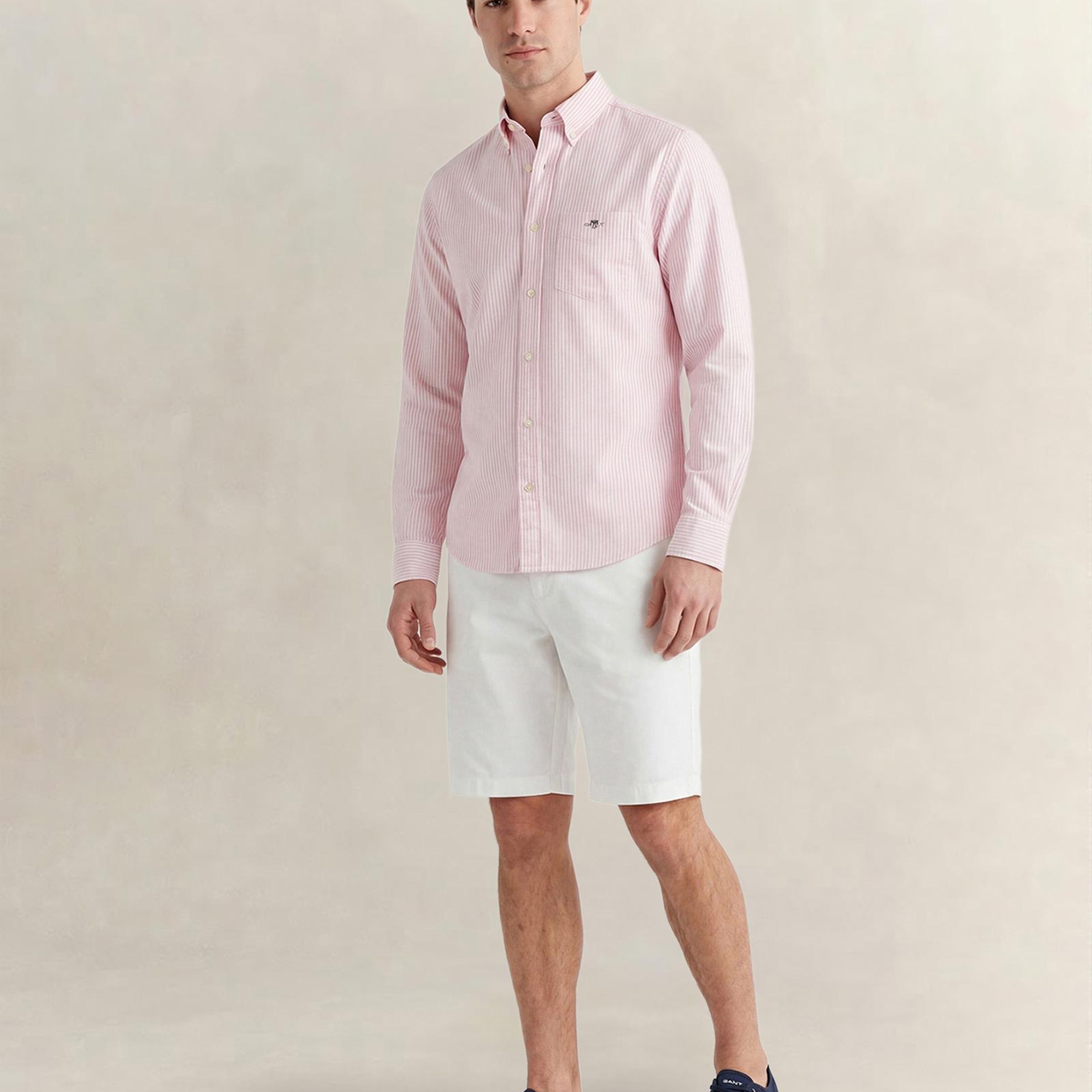 GANT Erkek Pembe Regular Fit Çizgili Logolu Gömlek