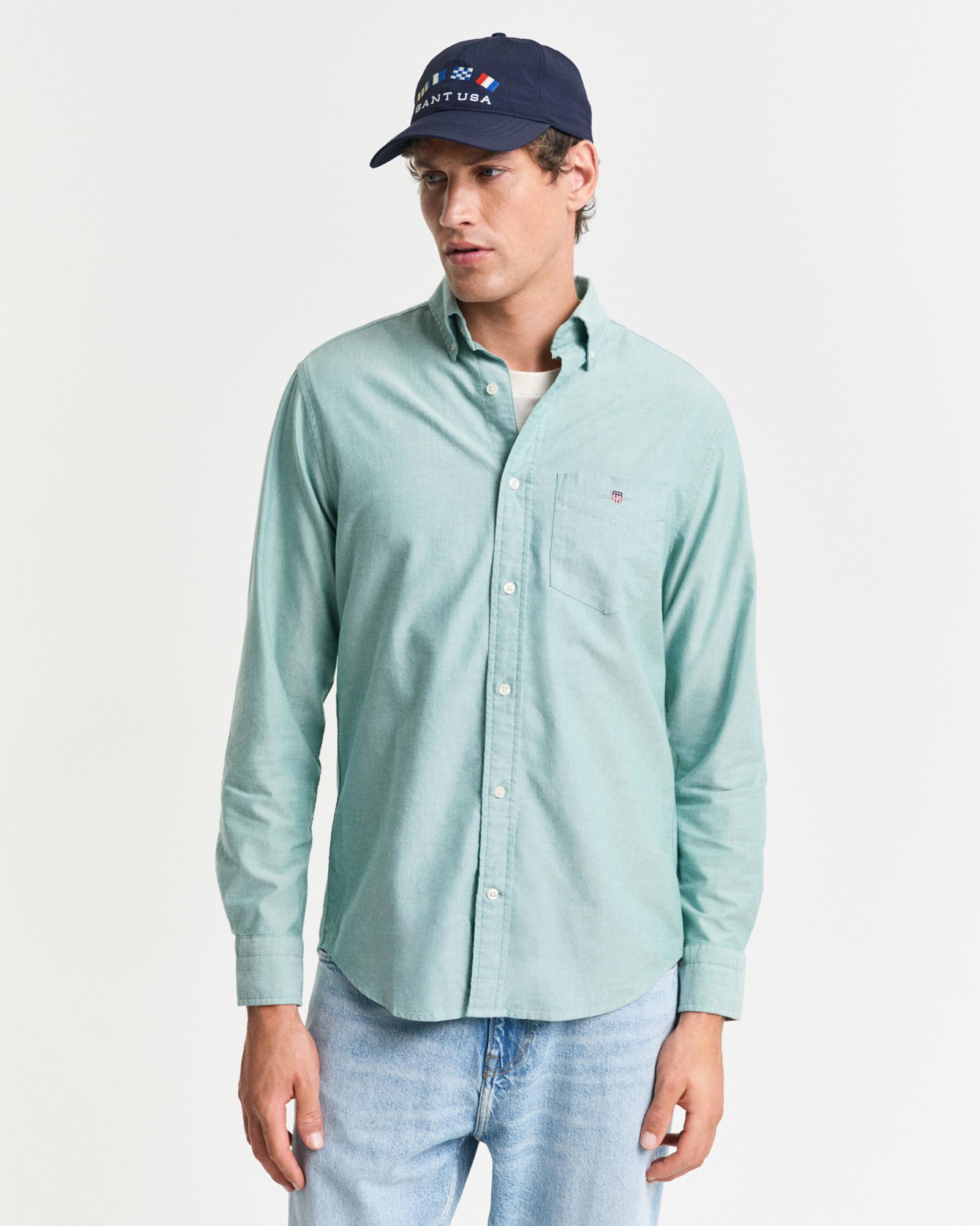 GANT Erkek Yeşil Regular Fit Düğmeli Yaka Gömlek