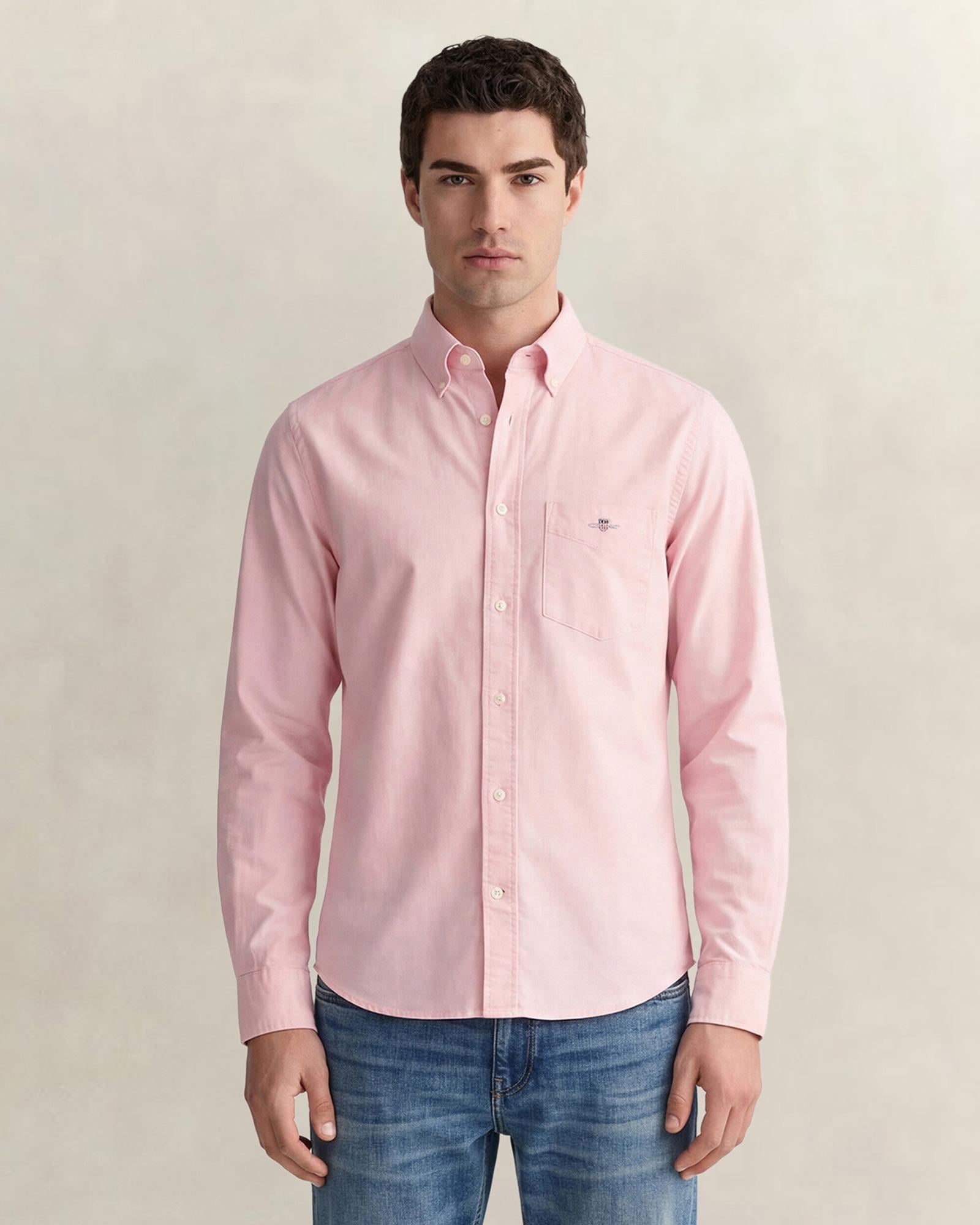 GANT Erkek Pembe Regular Fit Logolu Gömlek
