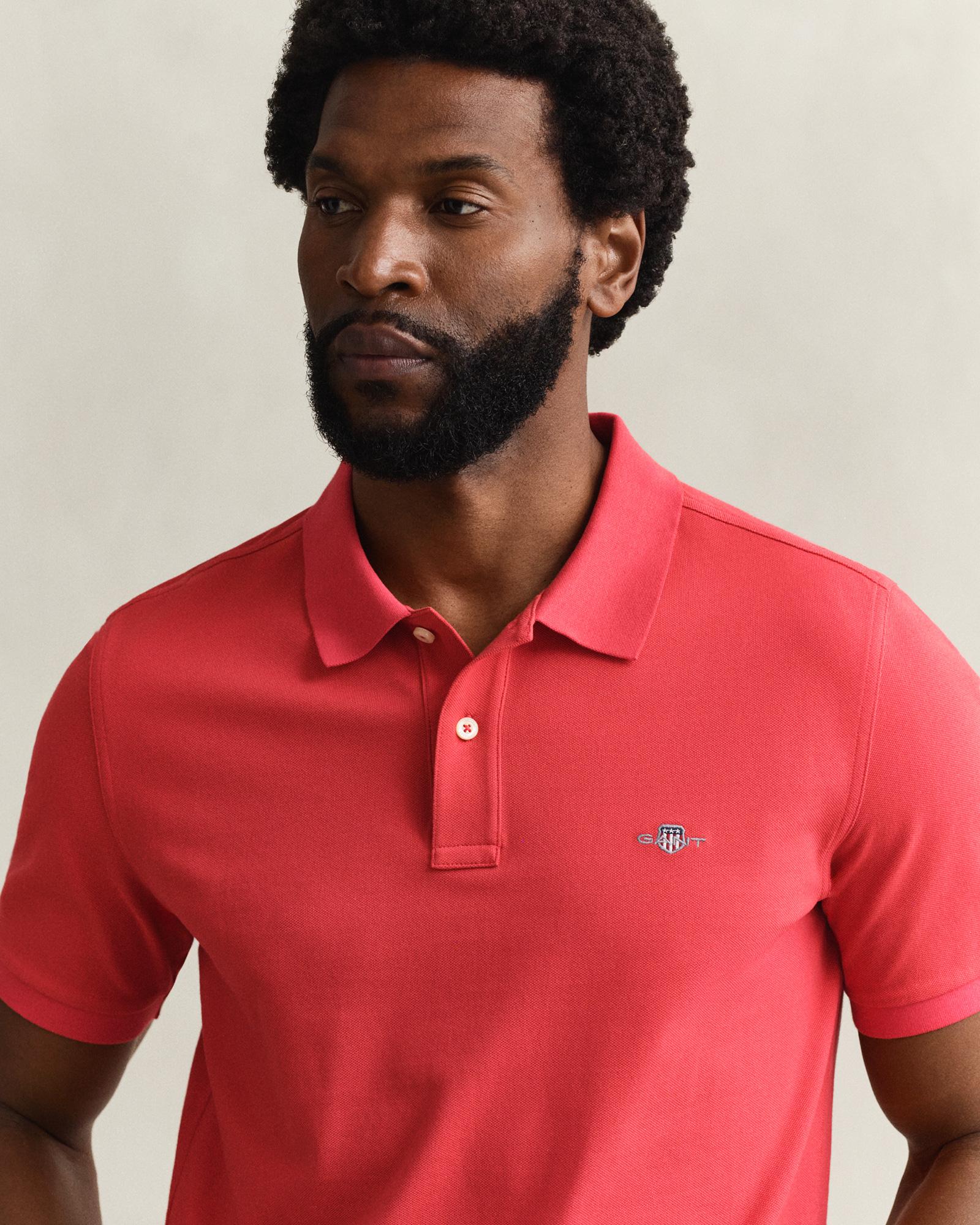 GANT Erkek Kırmızı Regular Fit Logolu Polo Yaka T-Shirt