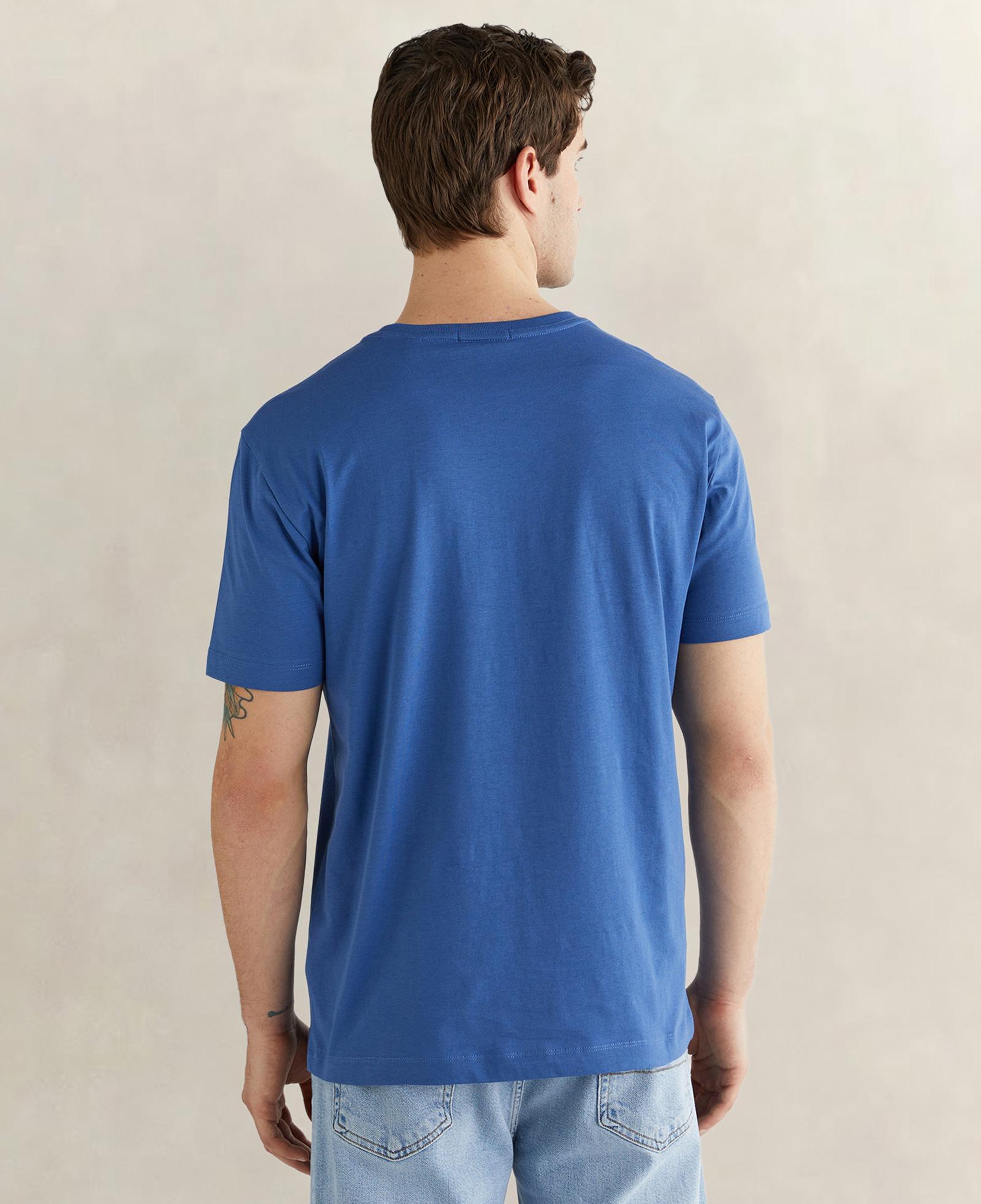 GANT Erkek Mavi Bisiklet Yaka Regular Fit Logolu T-Shirt