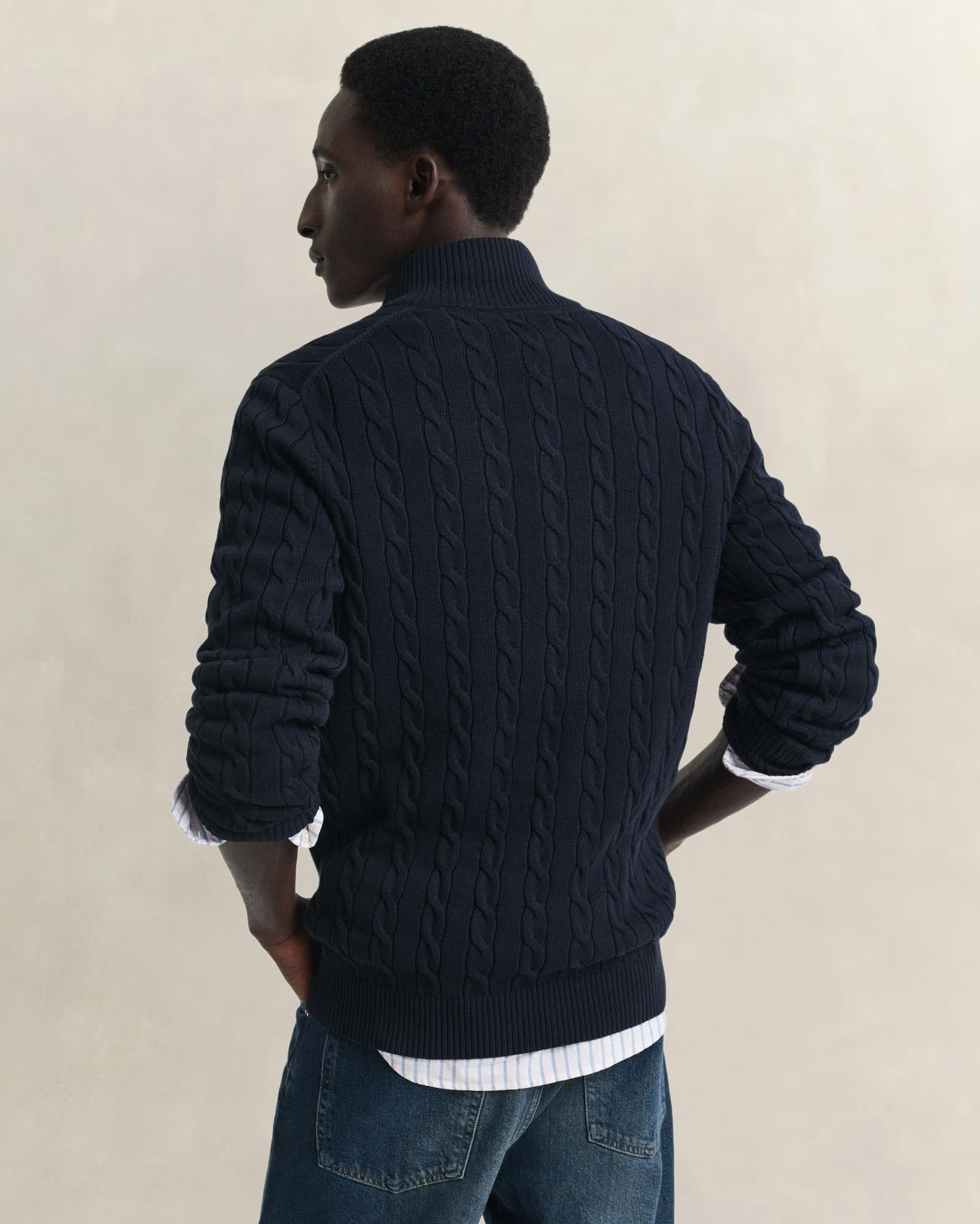 GANT Erkek Lacivert Regular Fit Örgü Kazak