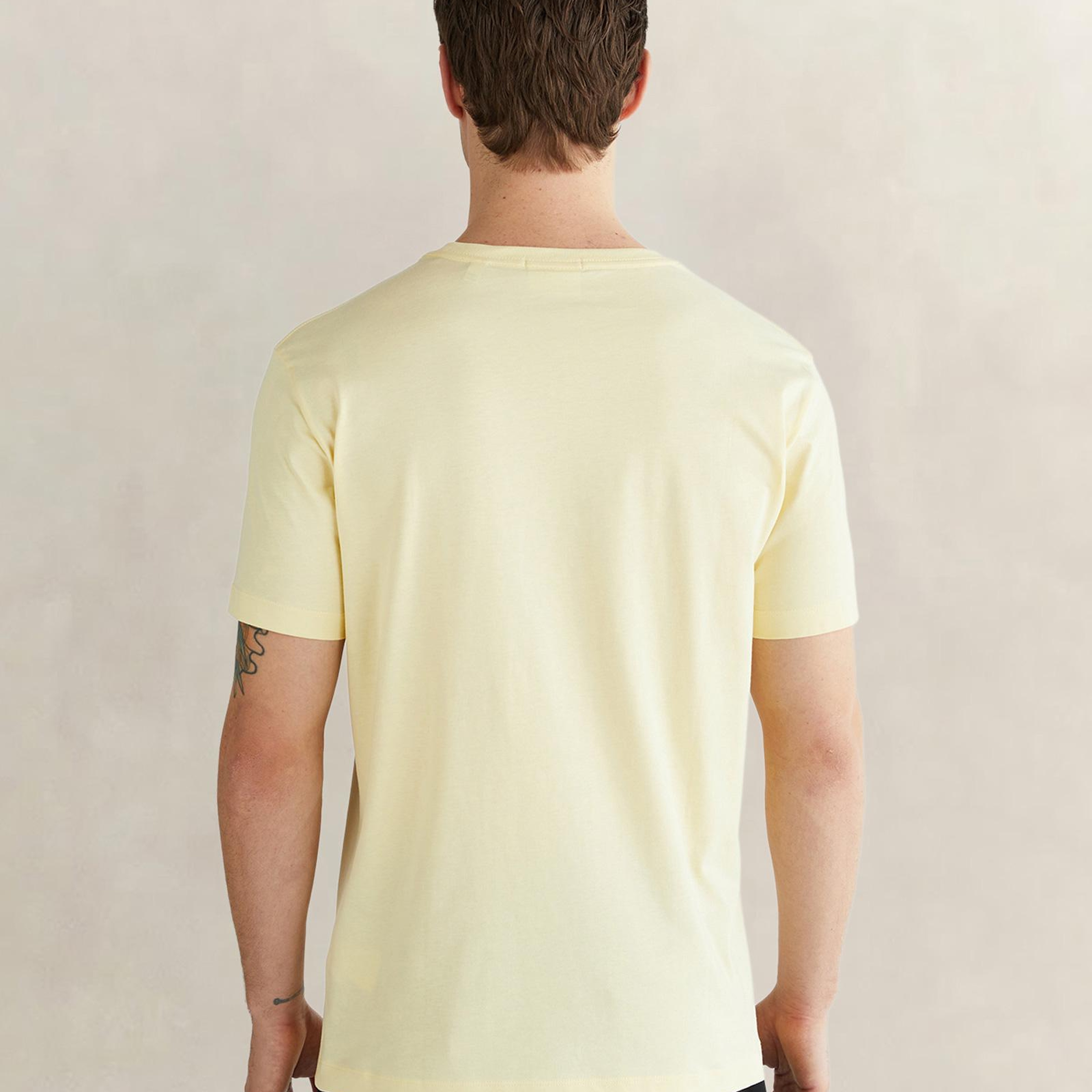 GANT Erkek Sarı Bisiklet Yaka Regular Fit Logolu T-Shirt