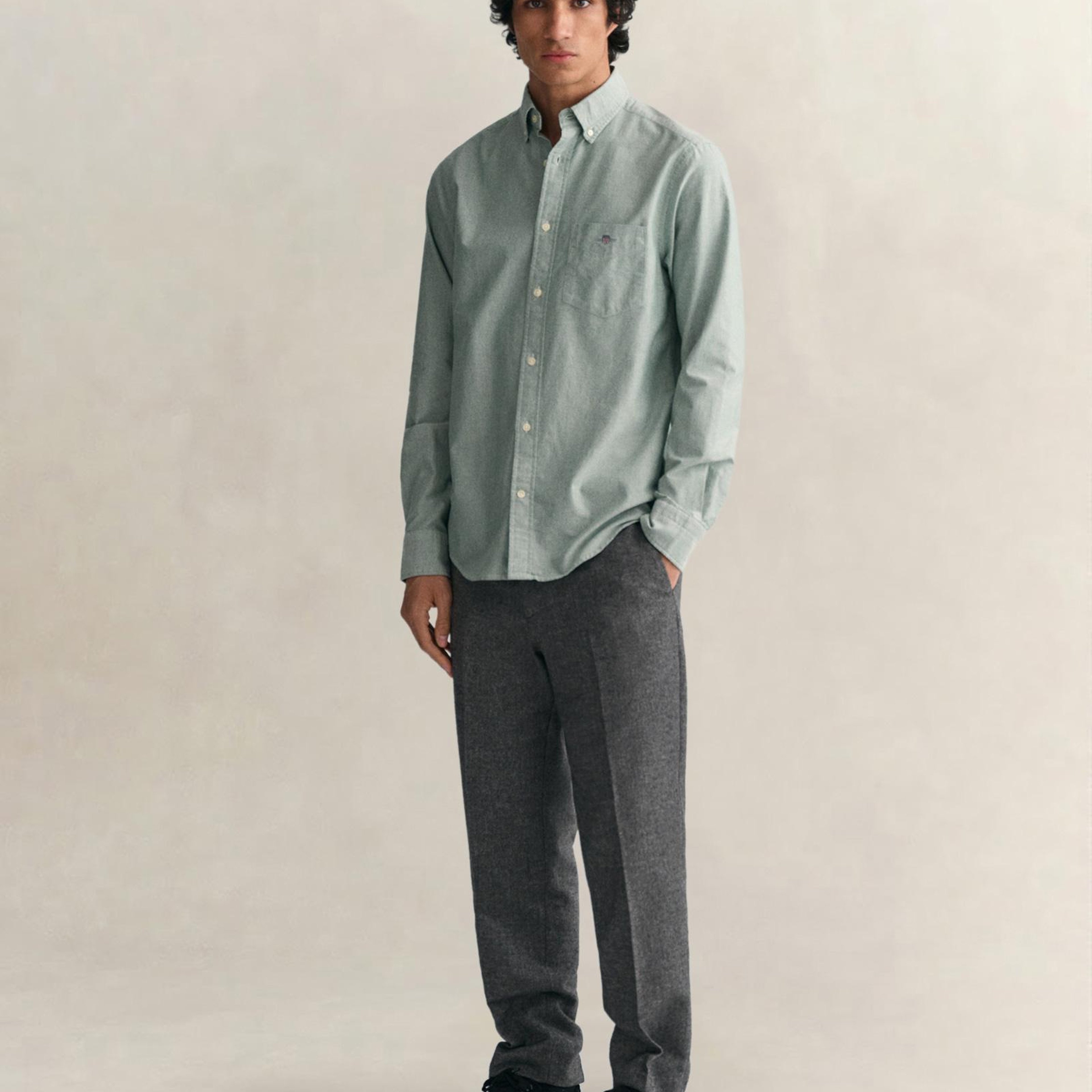 GANT Erkek Yeşil Regular Fit Düğmeli Yaka Oxford Gömlek
