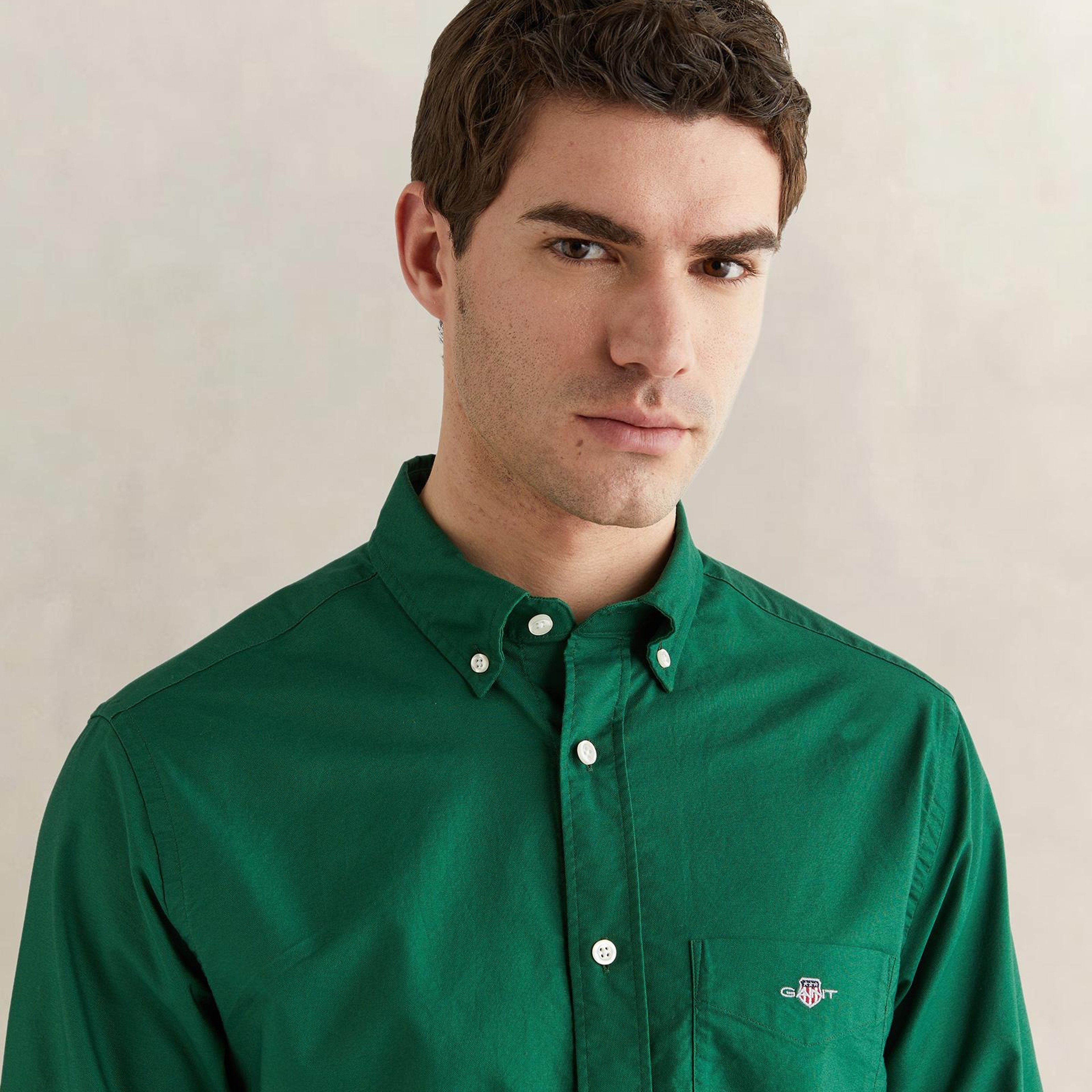 GANT Erkek Yeşil Regular Fit Düğmeli Yaka Oxford Gömlek