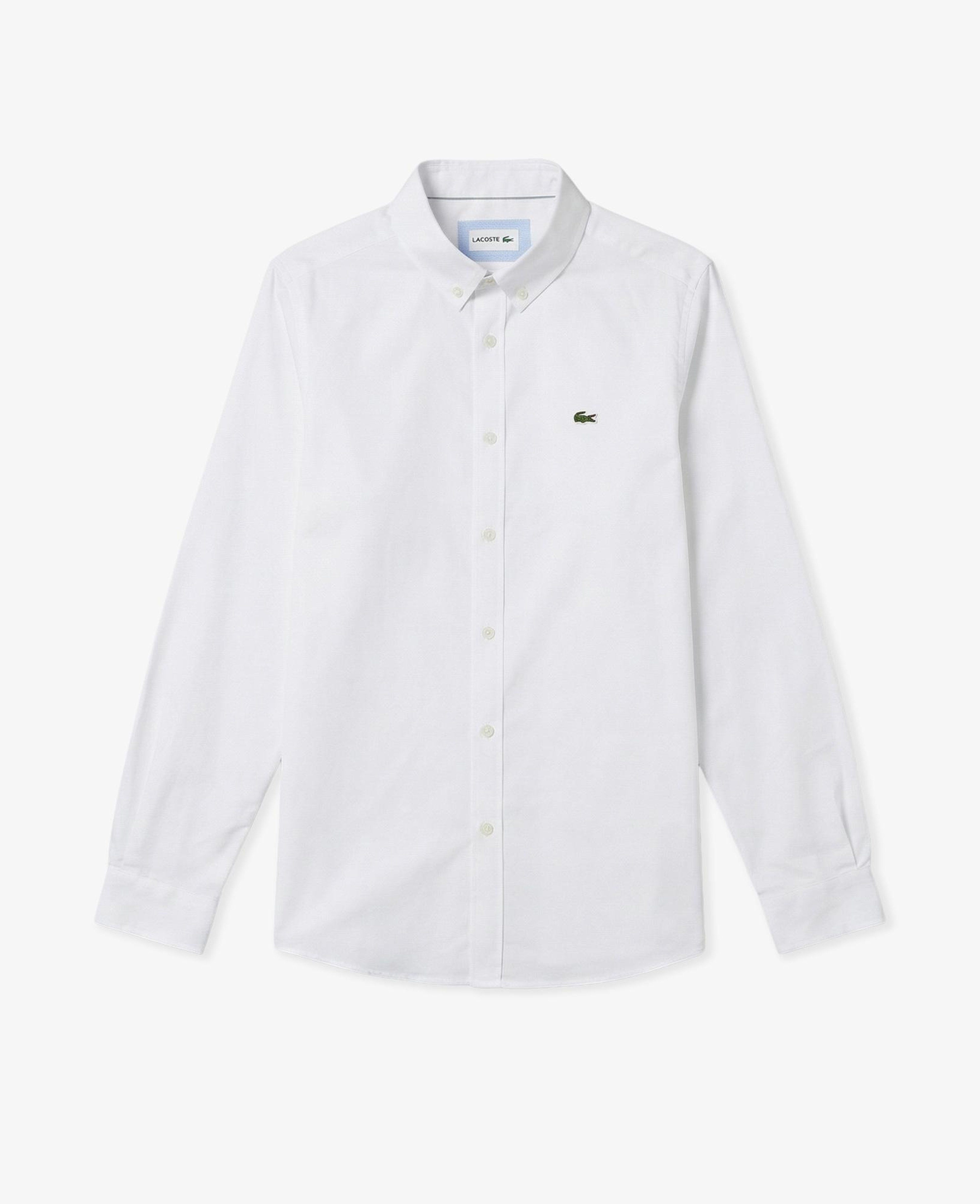 Erkek Slim Fit Düğmeli Yaka Beyaz Gömlek