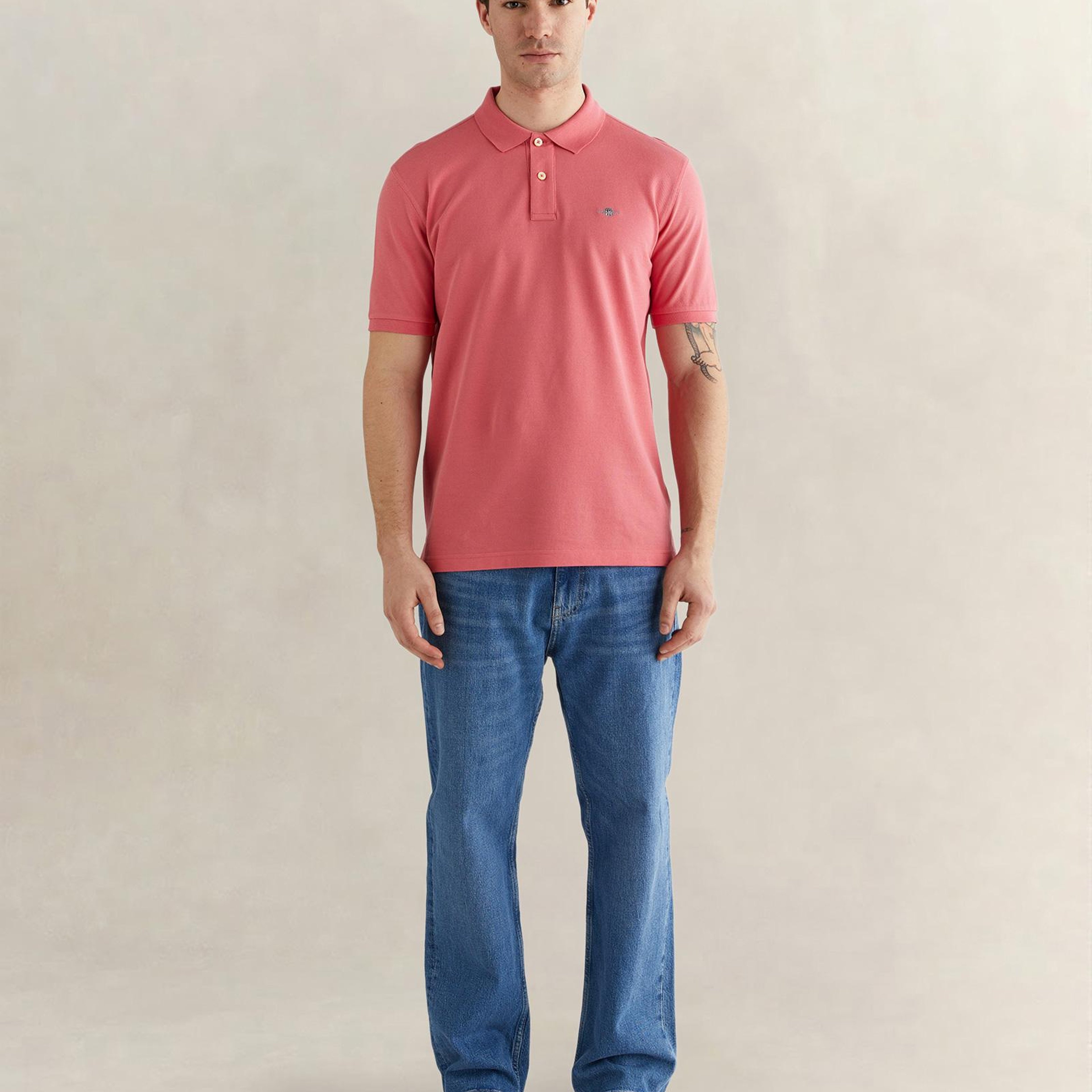GANT Erkek Pembe Regular Fit Logolu Polo Yaka T-Shirt