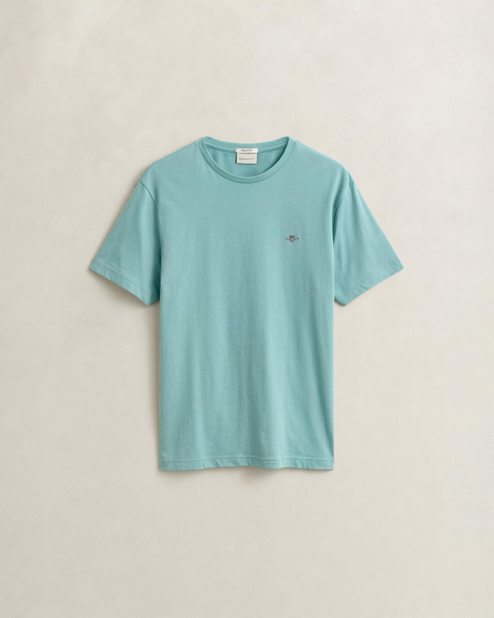 GANT Erkek Mavi Bisiklet Yaka Regular Fit Logolu T-Shirt