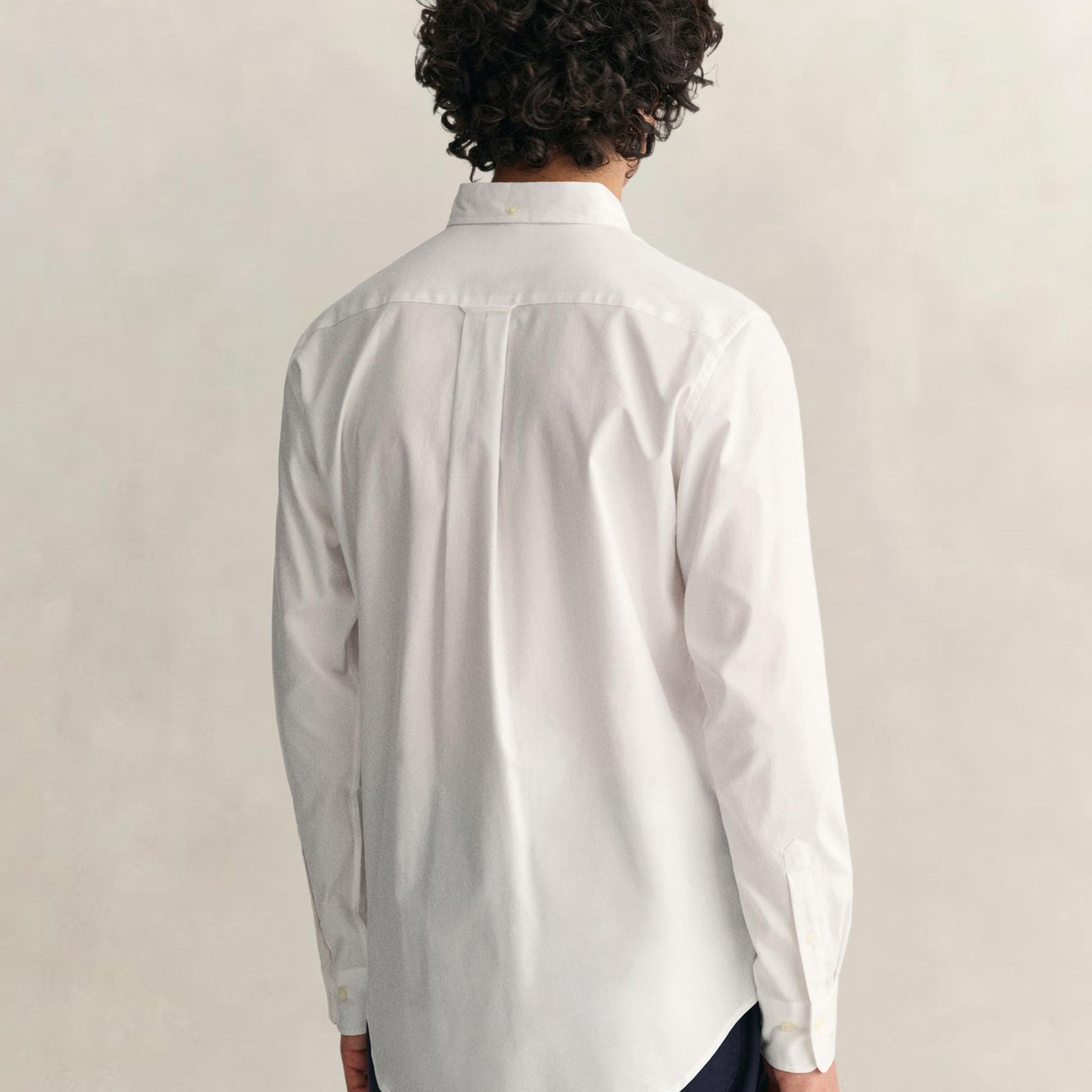 GANT Erkek Beyaz Regular Fit Düğmeli Yaka Oxford Gömlek