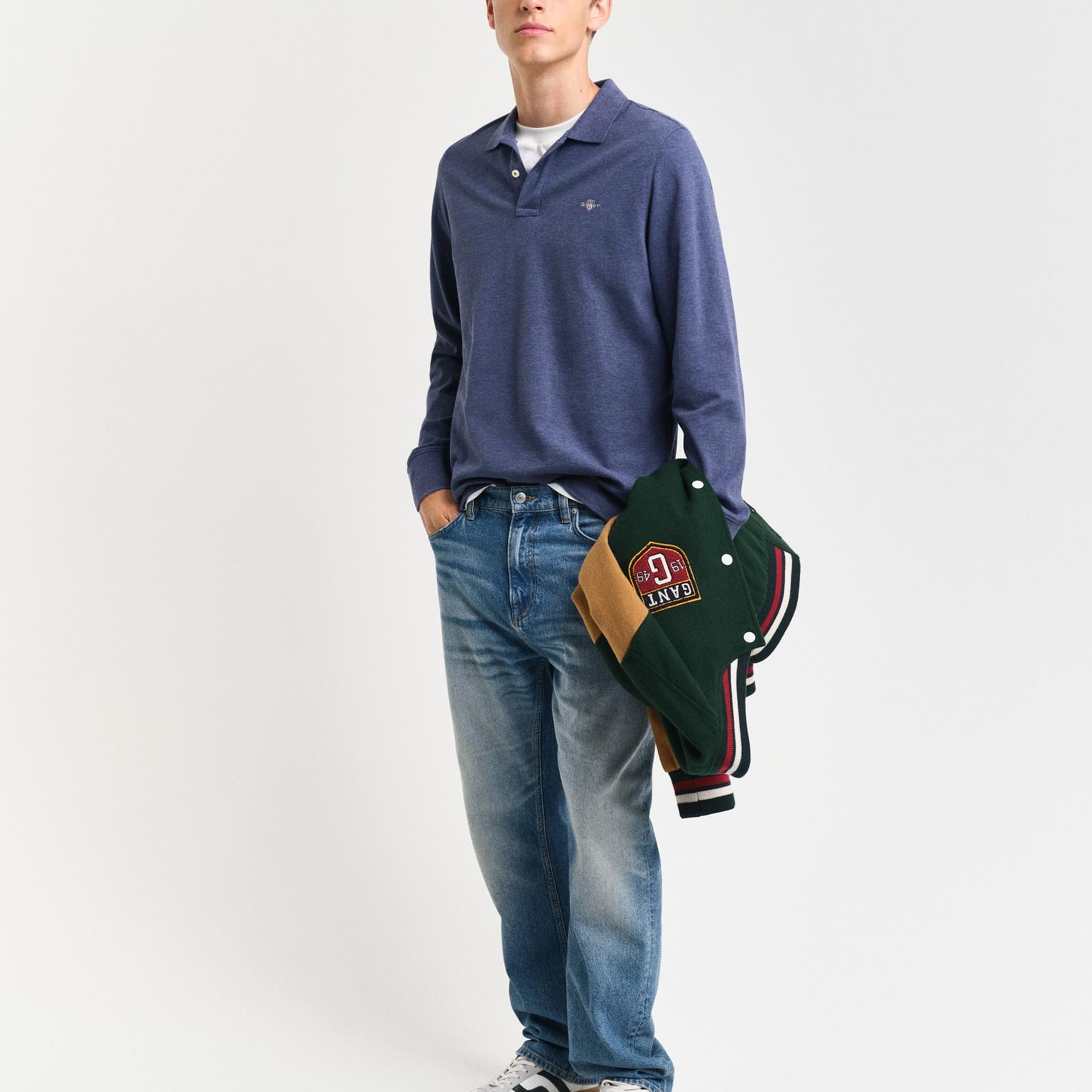 GANT Erkek Mavi Polo Yaka Triko