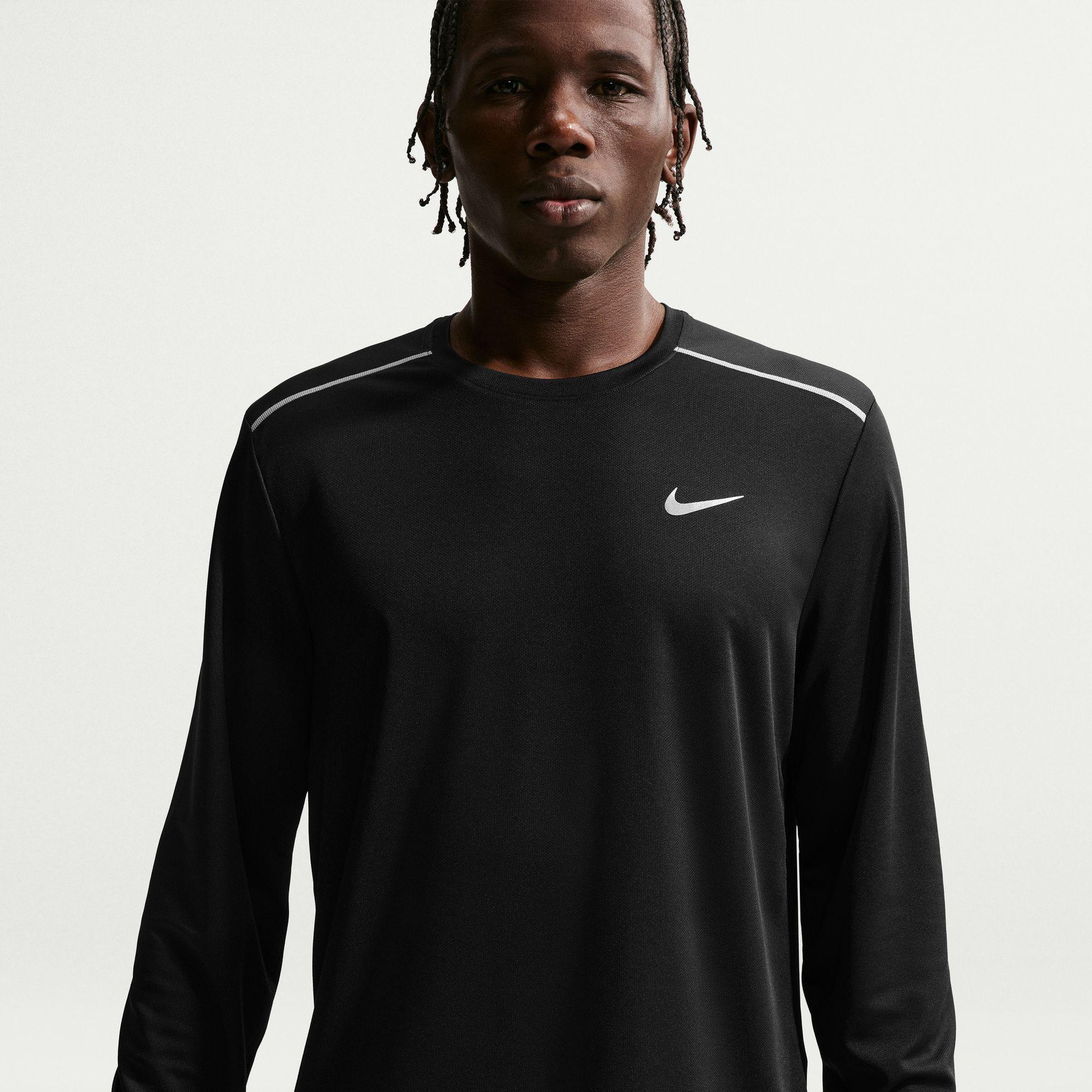 Nike Dri-Fit Miler Erkek Siyah Uzun Kollu T-Shirt