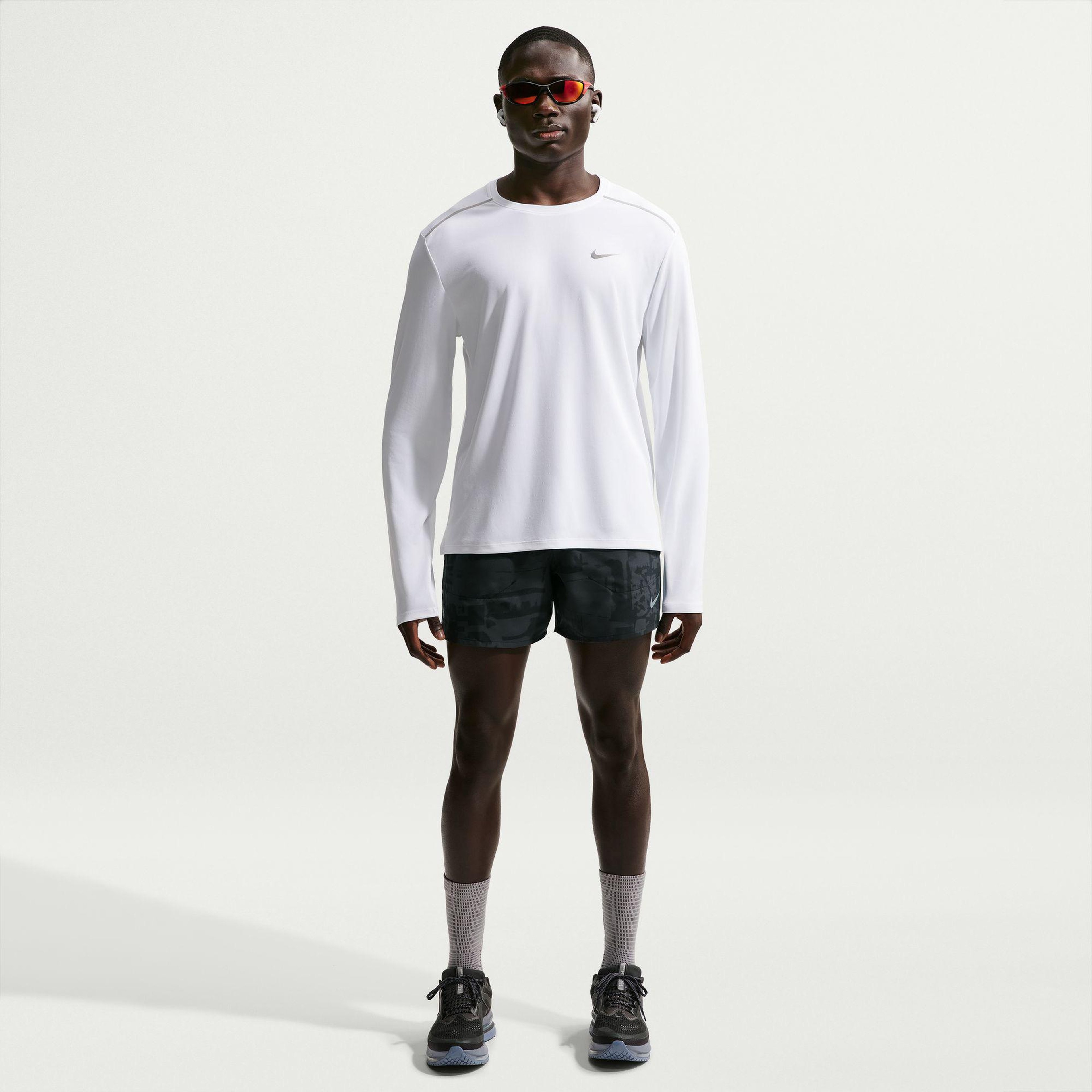 Nike Dri-Fit Miler Erkek Beyaz Uzun Kollu T-Shirt