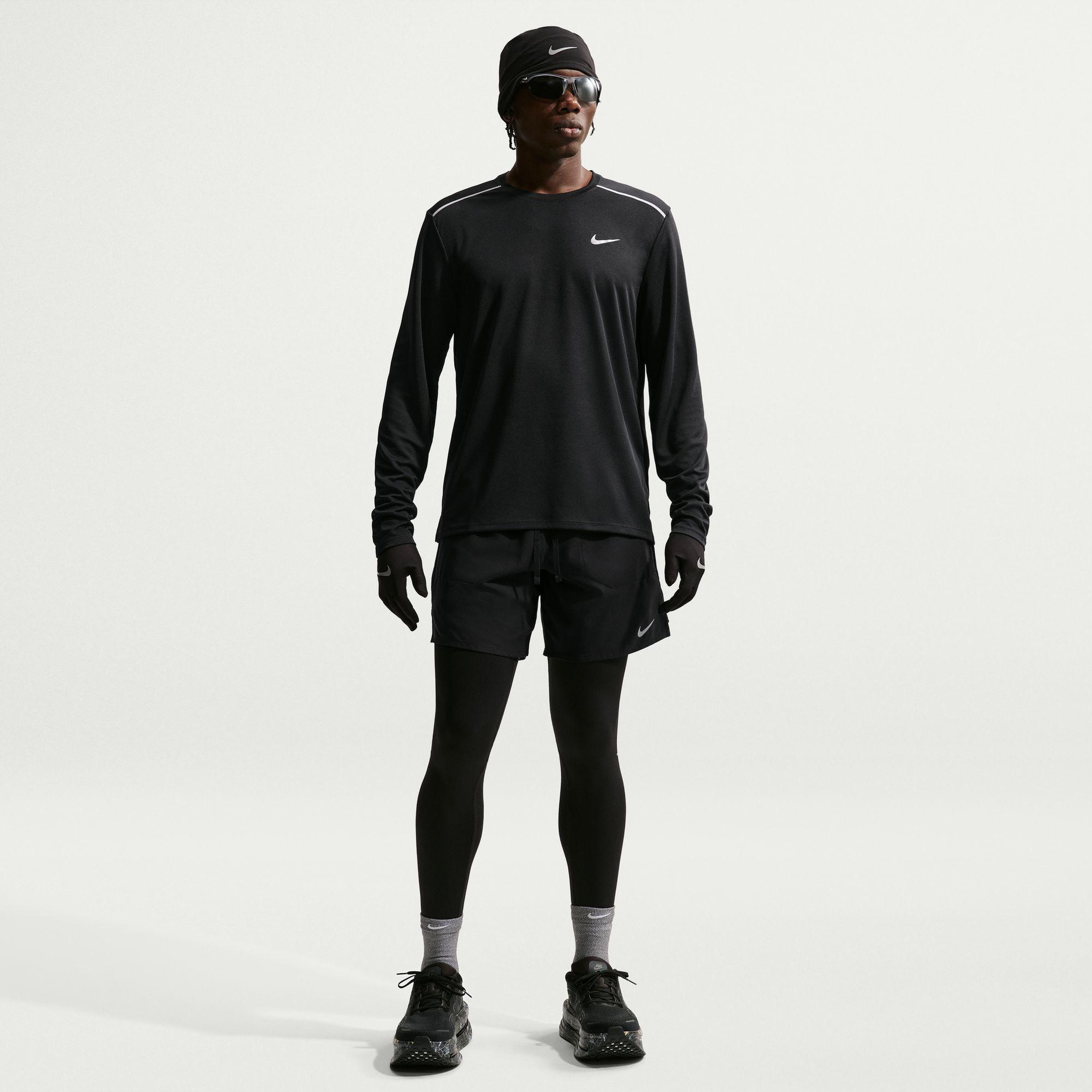 Nike Dri-Fit Miler Erkek Siyah Uzun Kollu T-Shirt