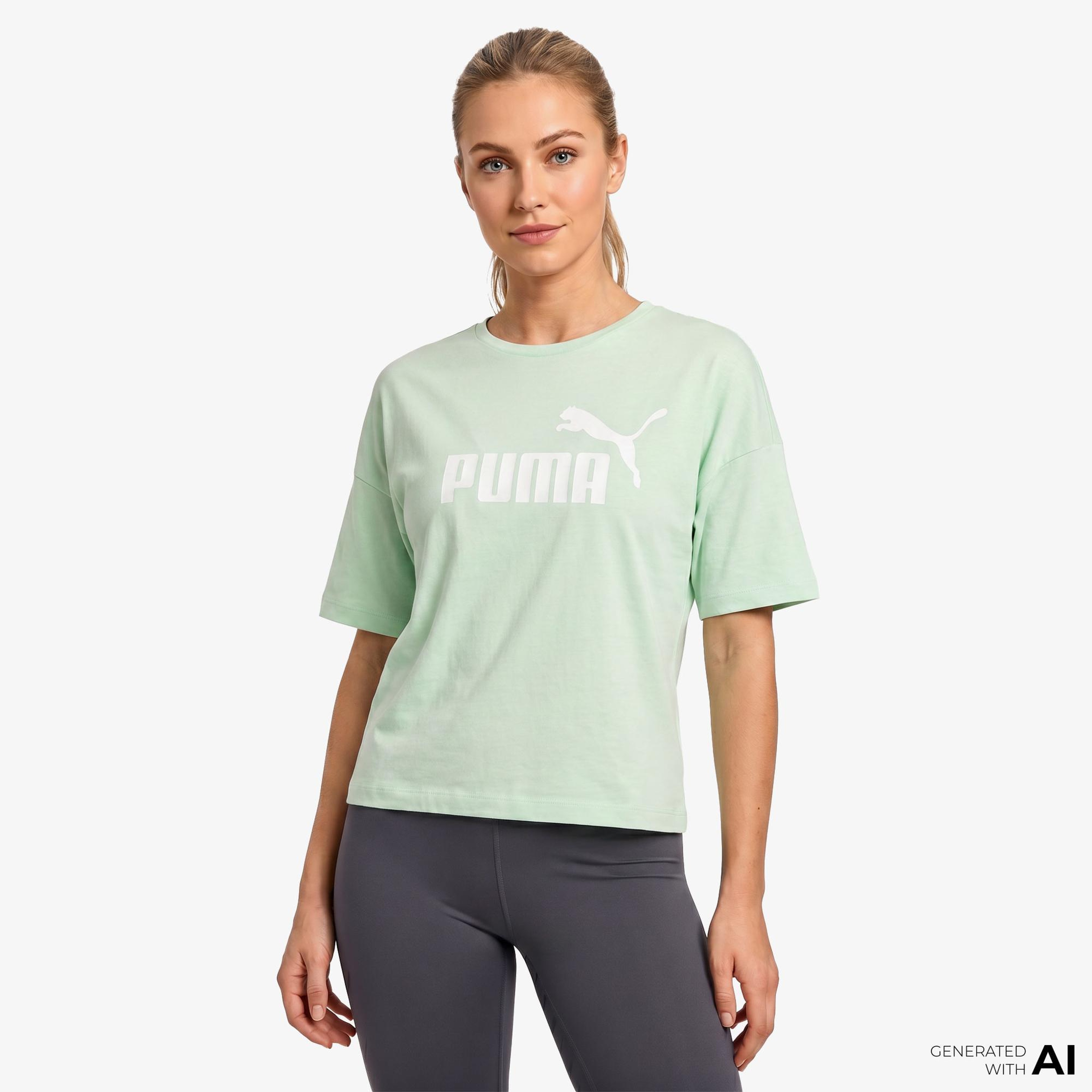 Puma Essentials Cropped Logo Kadın Beyaz T-Shirt
