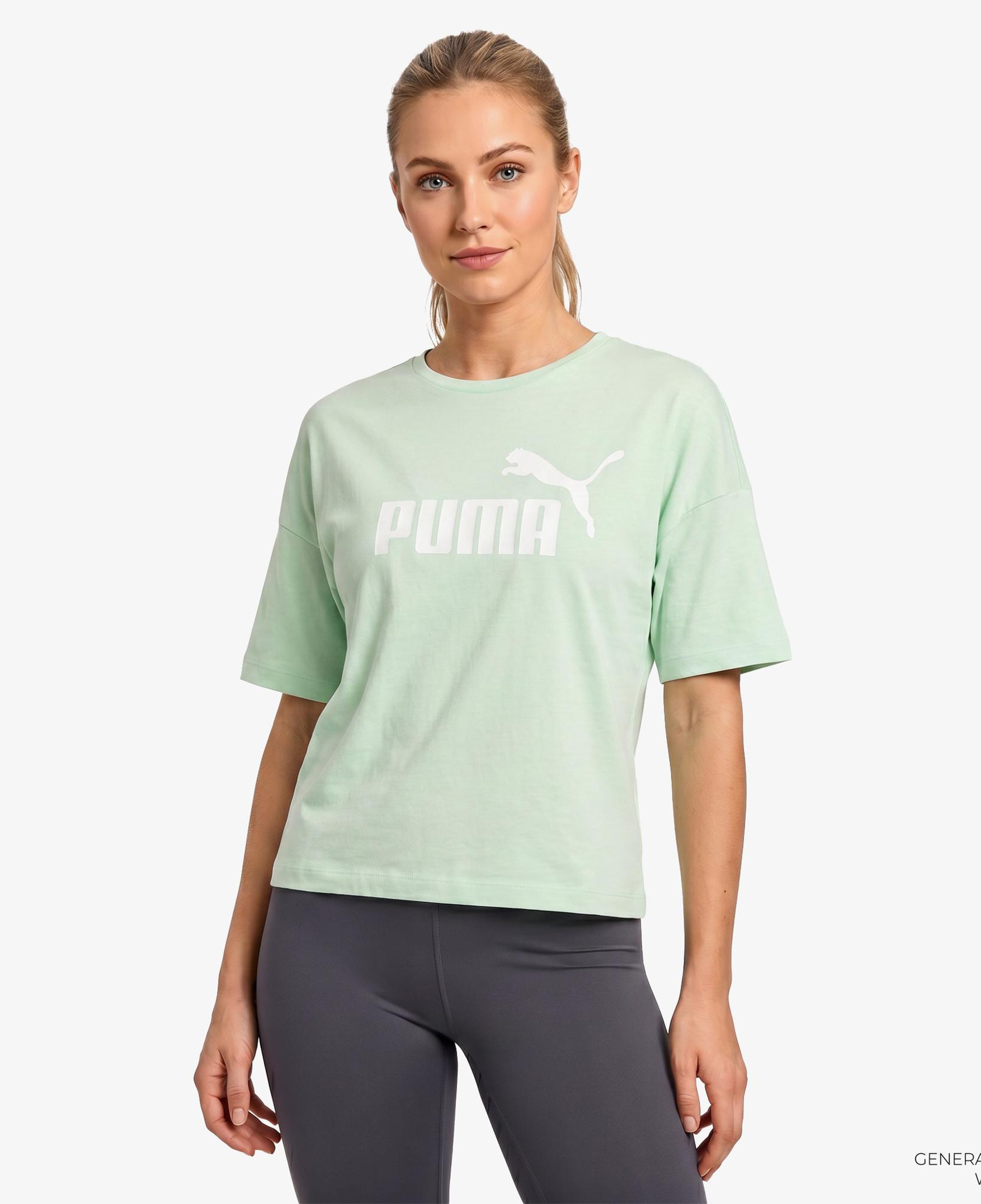 Puma Essentials Cropped Logo Kadın Beyaz T-Shirt