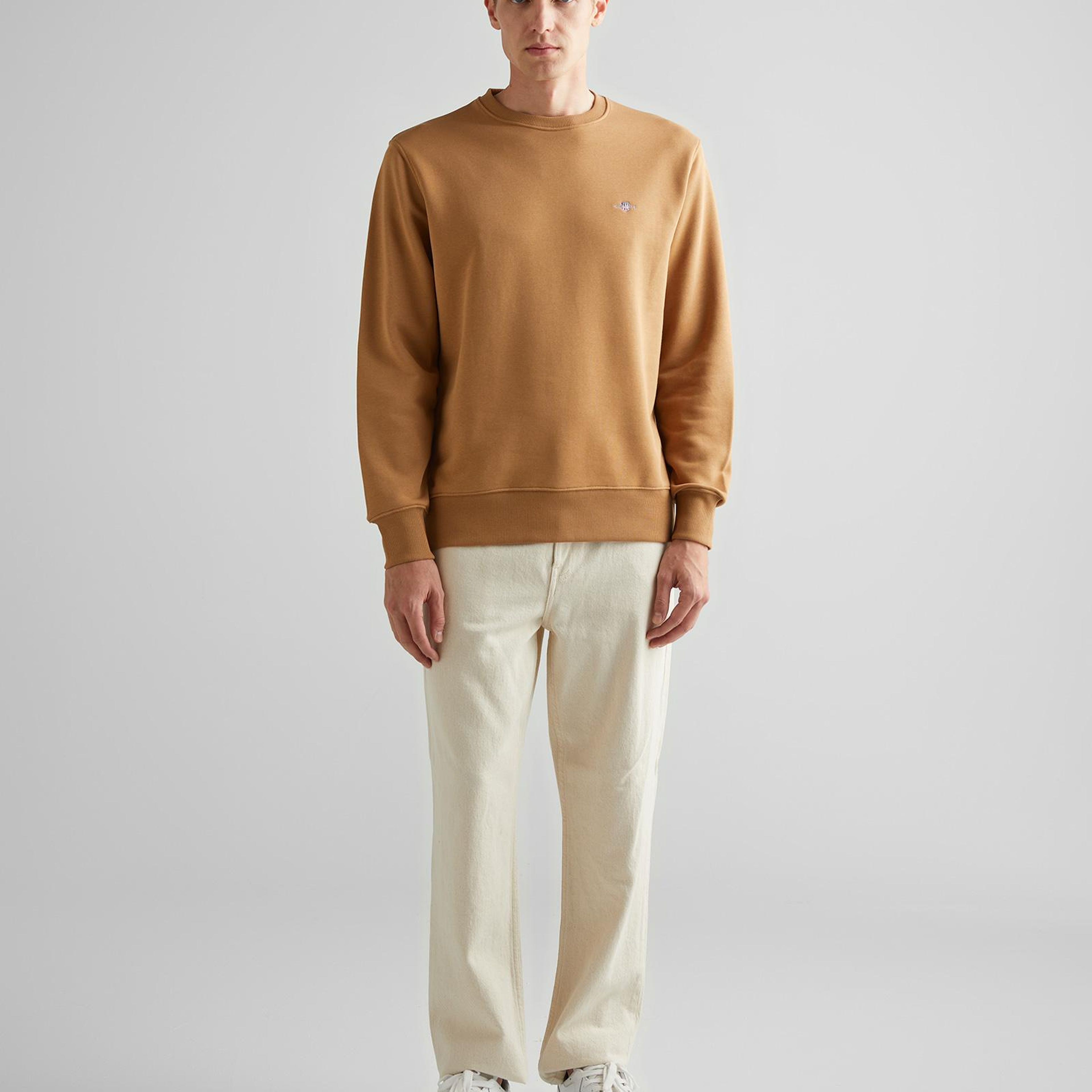 GANT Erkek Kahverengi Regular Fit Bisiklet Yaka Sweatshirt