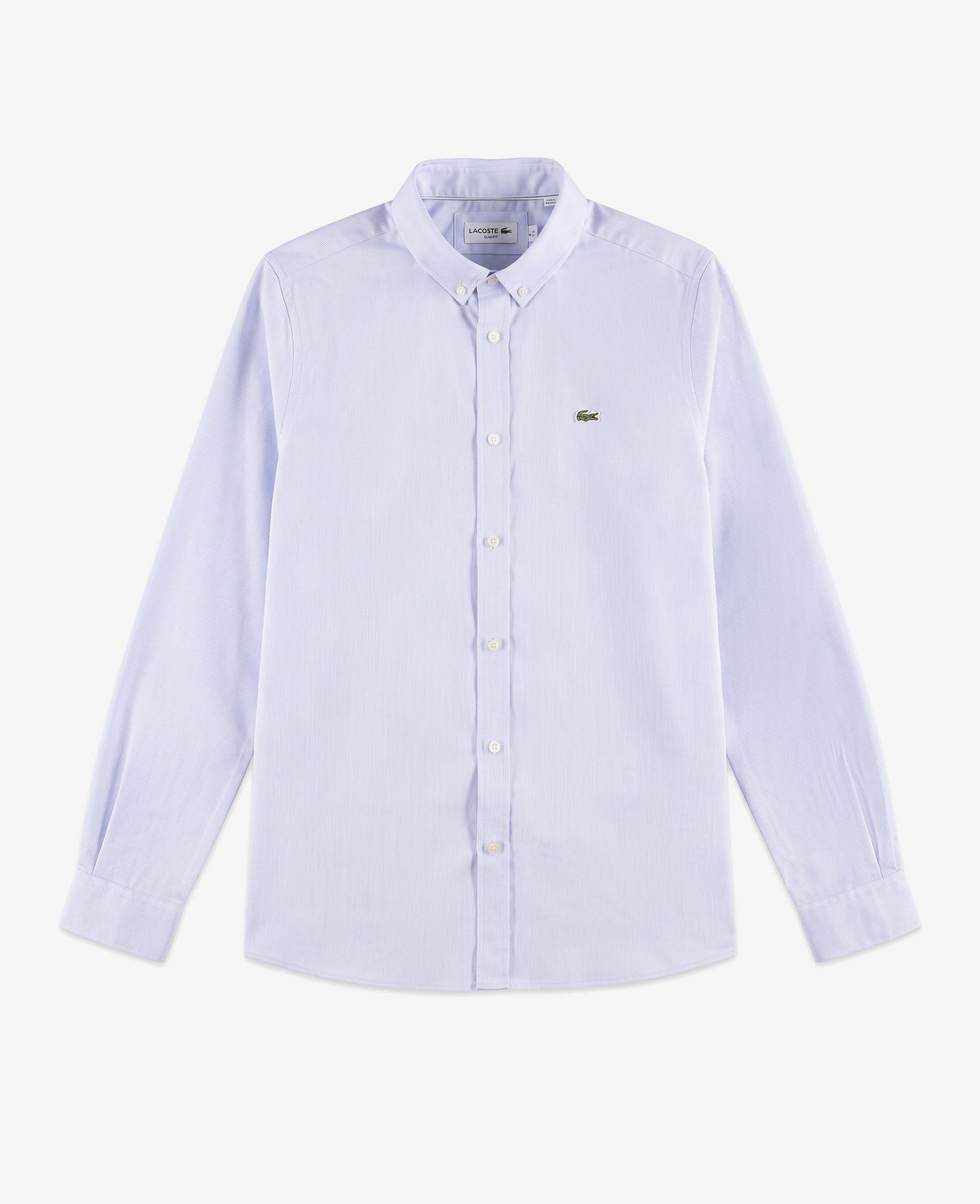 Erkek Slim Fit Düğmeli Yaka Mavi Gömlek