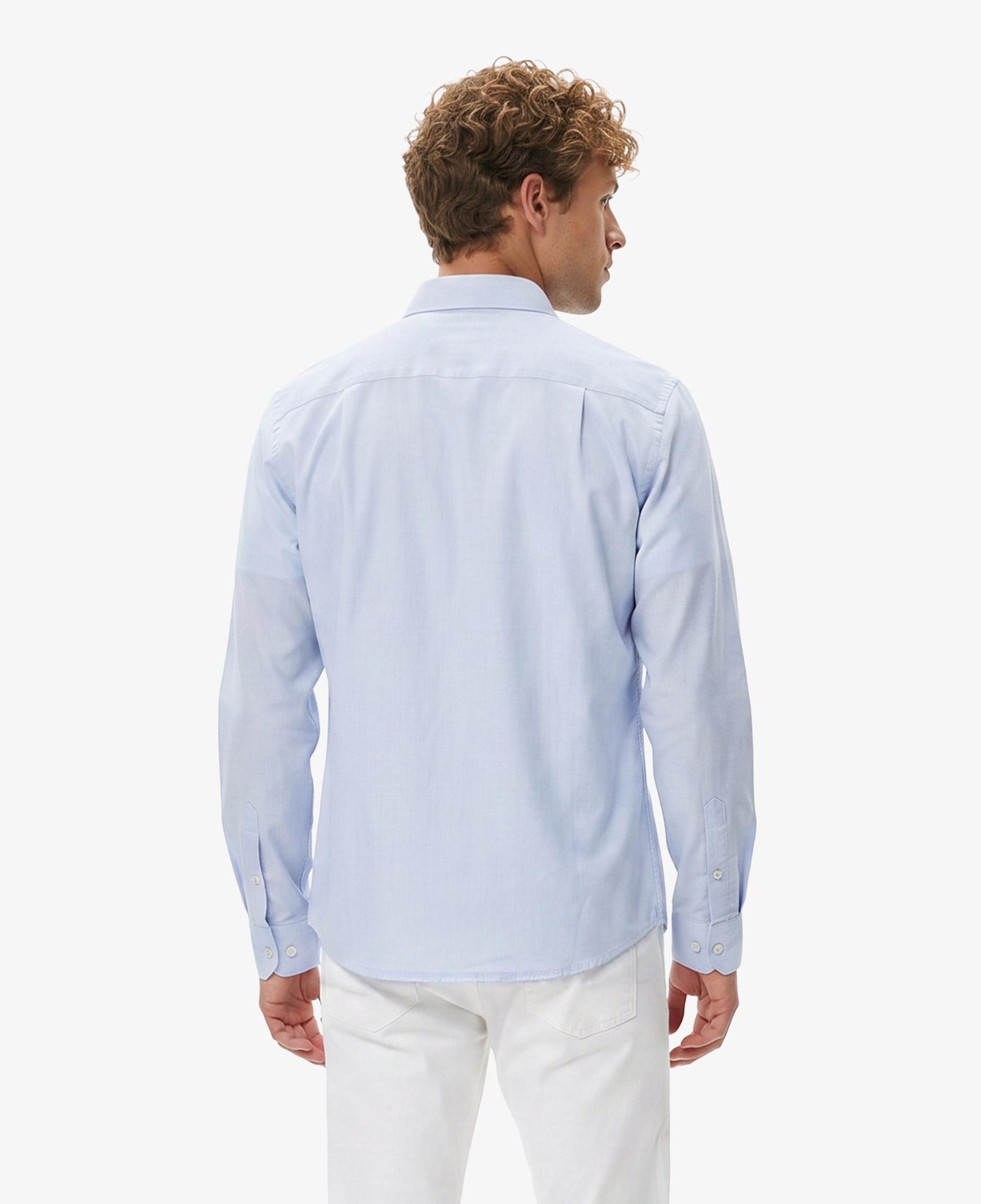 Erkek Slim Fit Düğmeli Yaka Mavi Gömlek