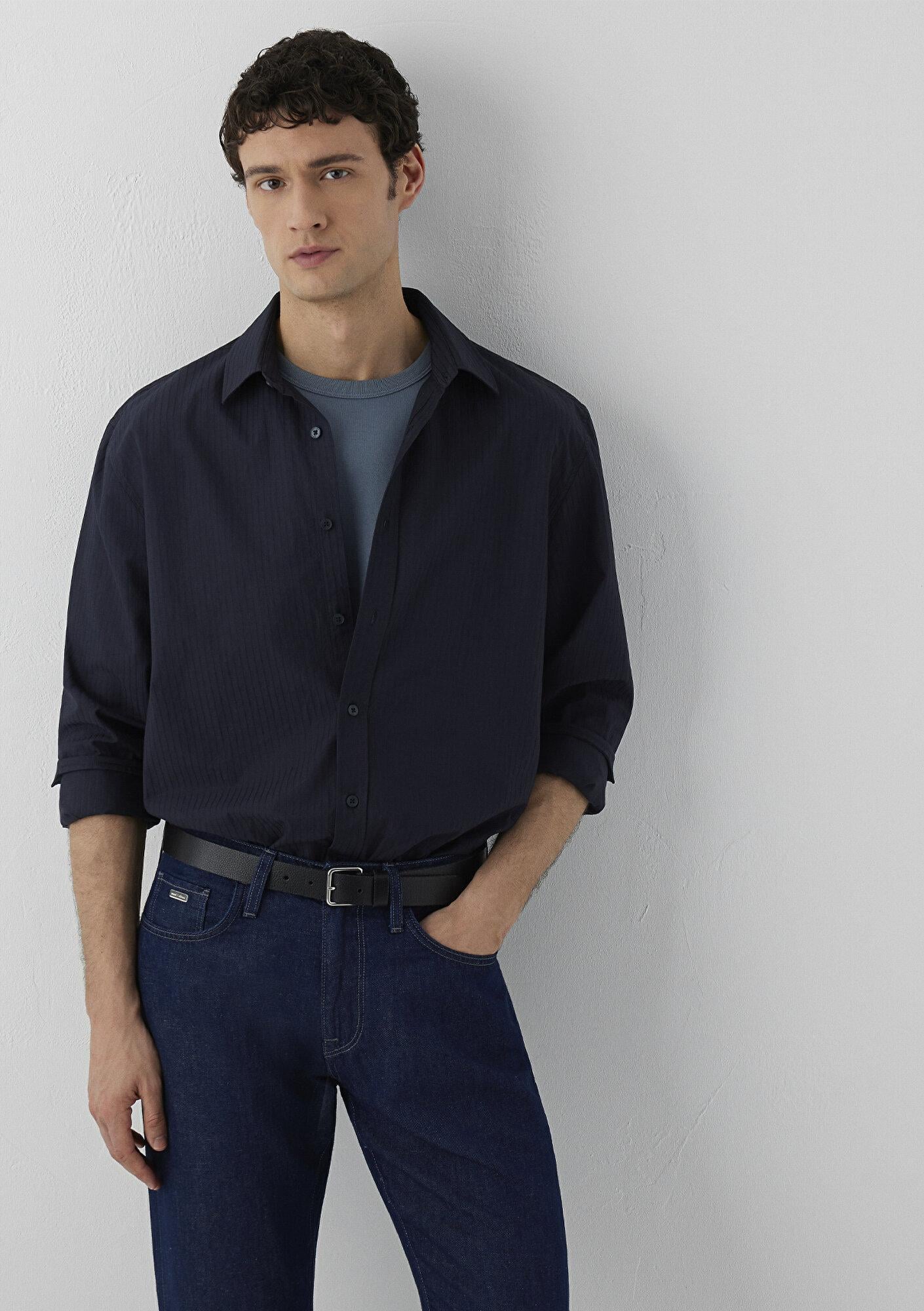 Mavi Lacivert Gömlek Loose Fit / Bol Rahat Kesim 0212091-70489