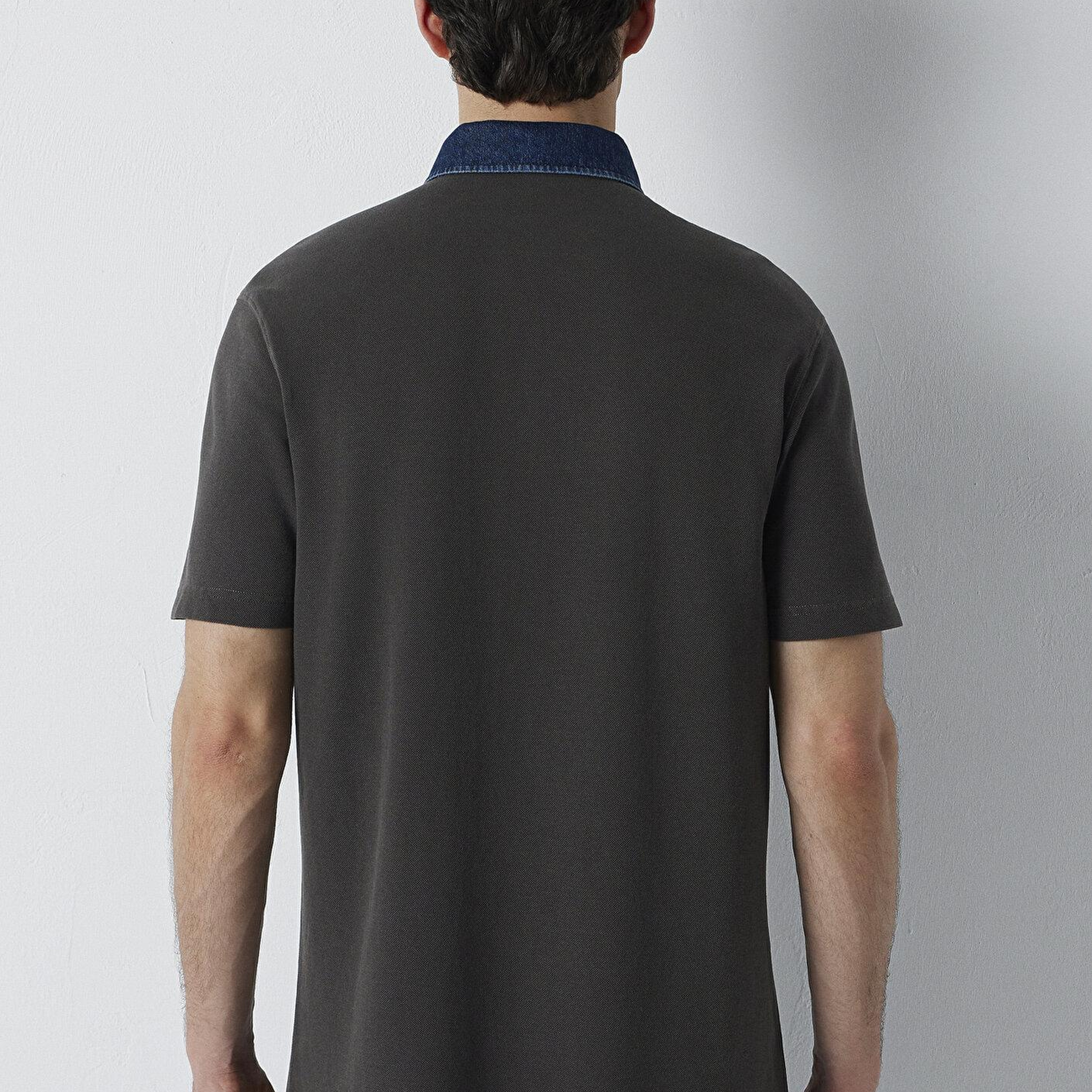 Mavi Yaka Detaylı Kahverengi Polo Tişört Regular Fit / Normal Kesim 0613659-70219
