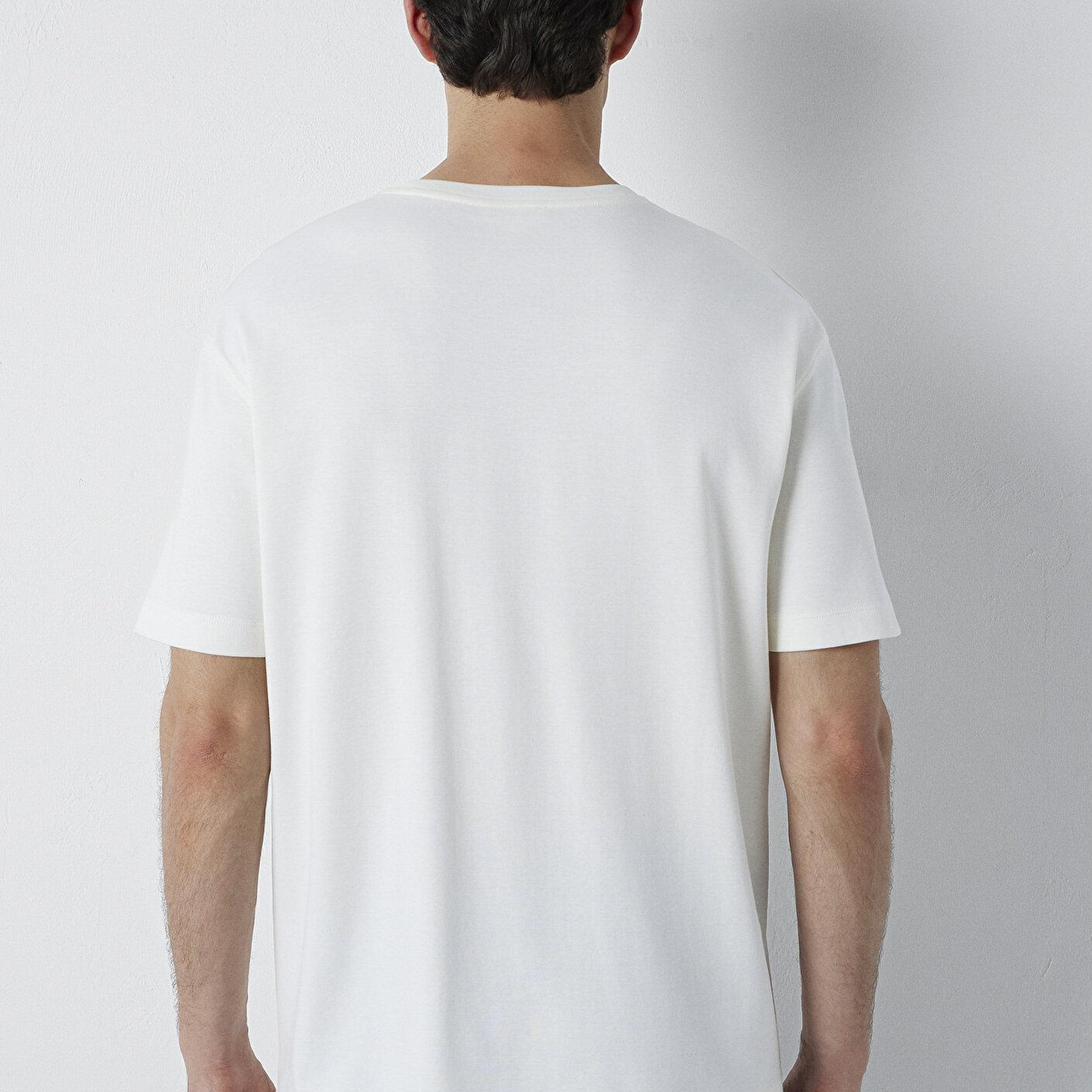 Mavi Ekru Basic Tişört Loose Fit / Bol Rahat Kesim 0613168-70057