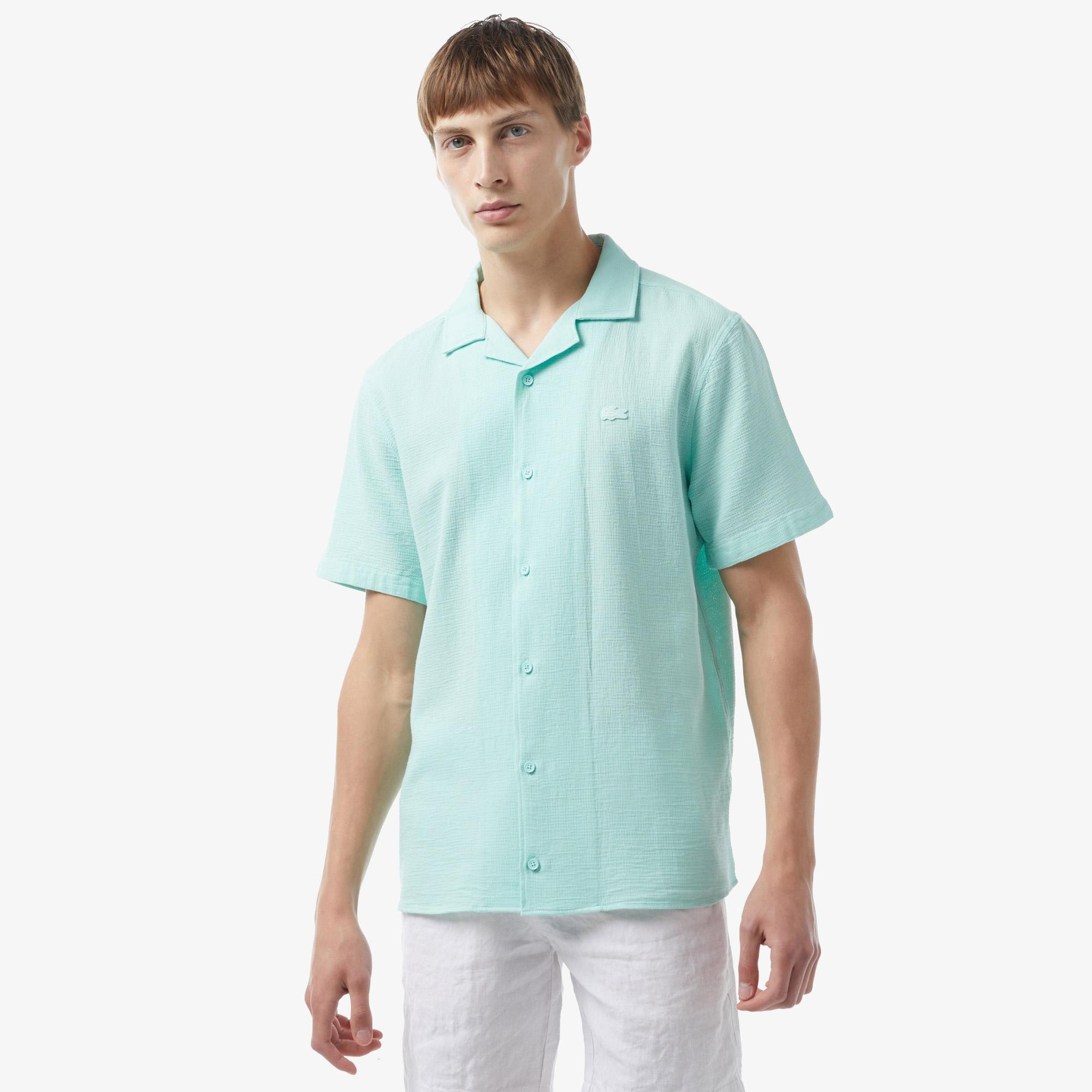 Erkek Relaxed Fit Kısa Kollu Yeşil Gömlek